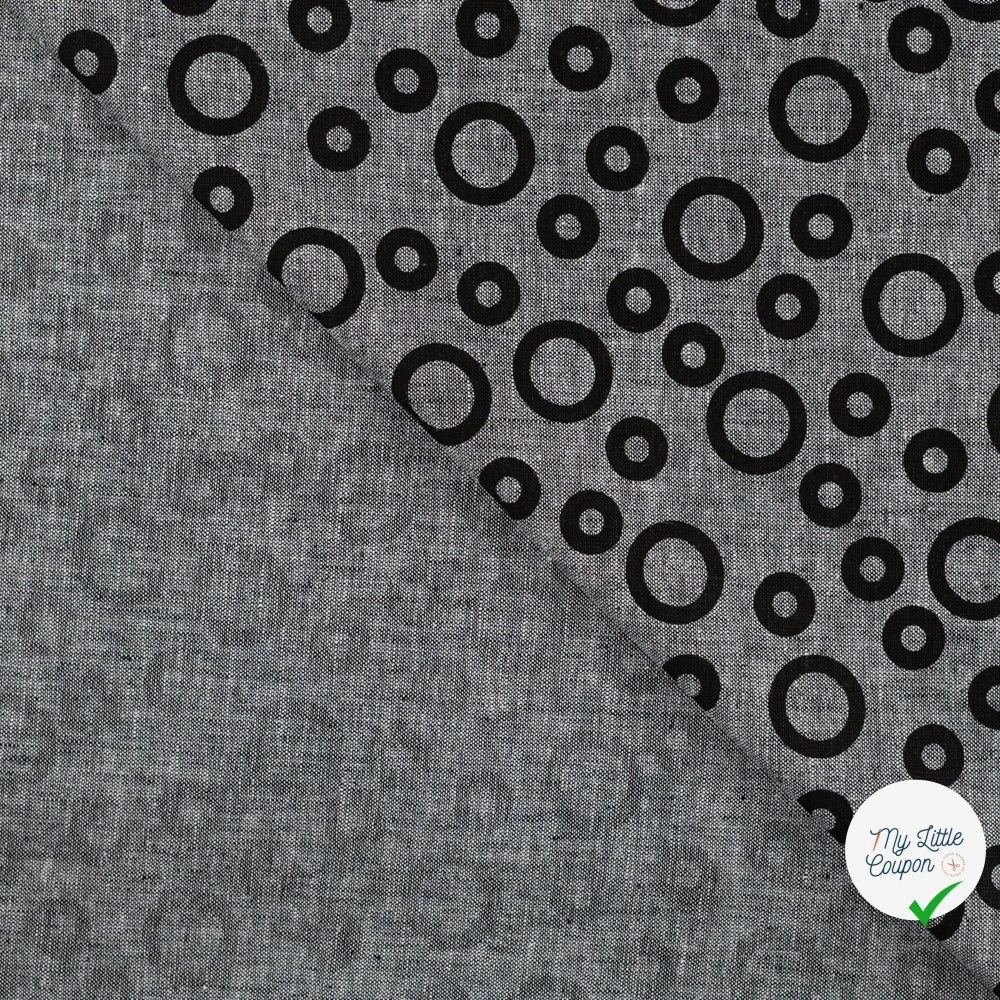 JACQUARD LIN COTON CERCLES NOIR — 55% LIN 45% COTON - My Little Coupon