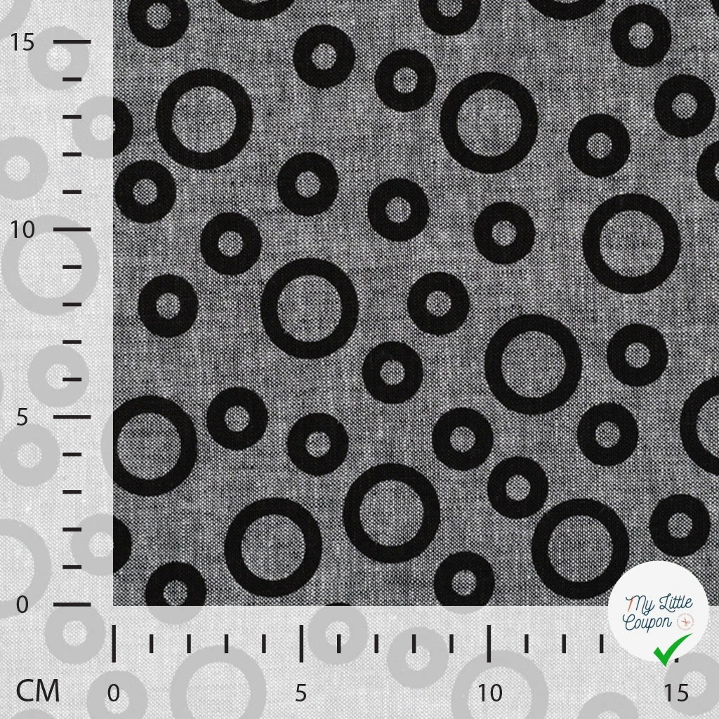 JACQUARD LIN COTON CERCLES NOIR — 55% LIN 45% COTON - My Little Coupon
