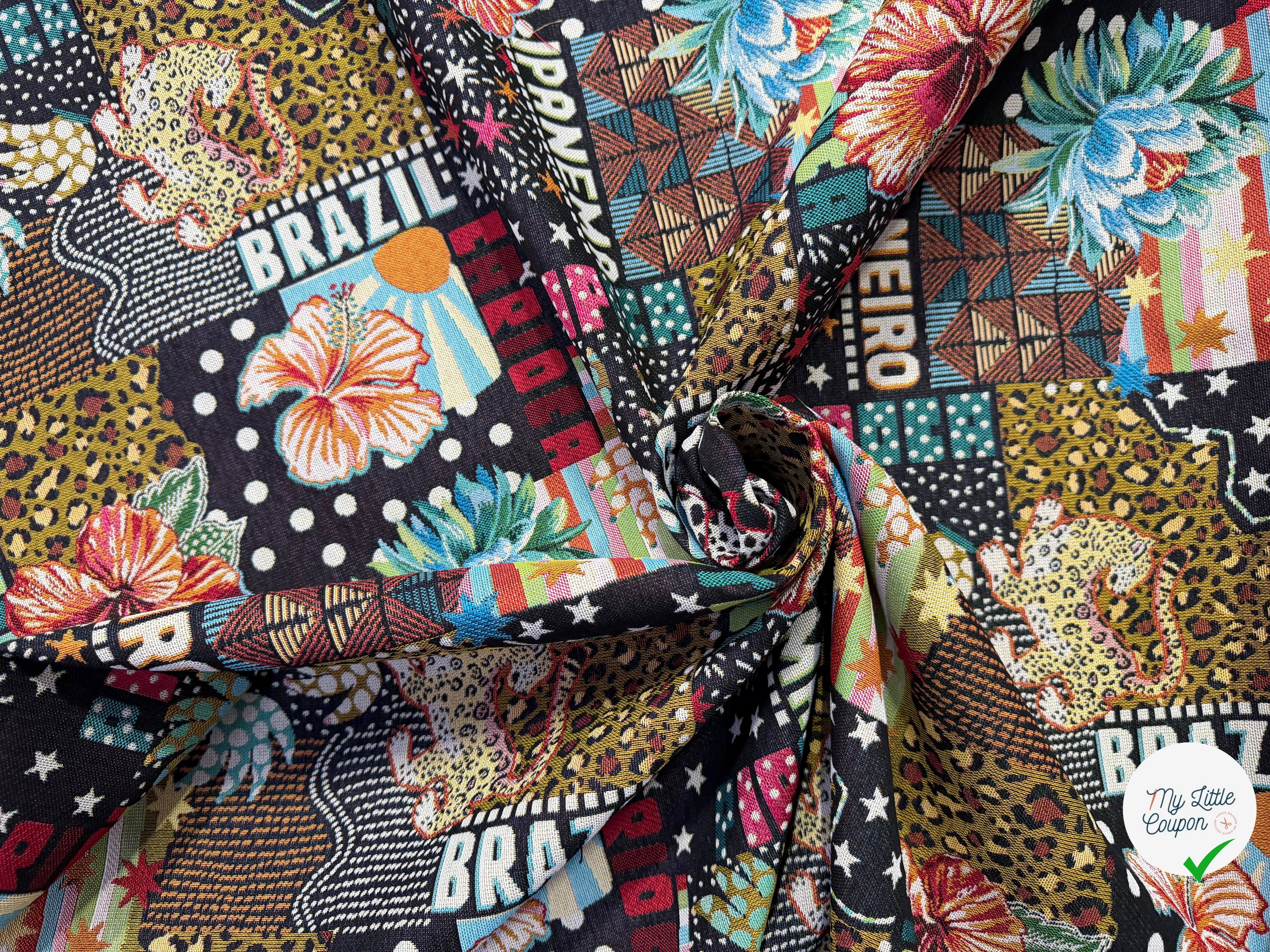 JACQUARD MADE IN FRANCE BOSSA NOVA ALLOVER NOIR MULTICOLOR - My Little Coupon