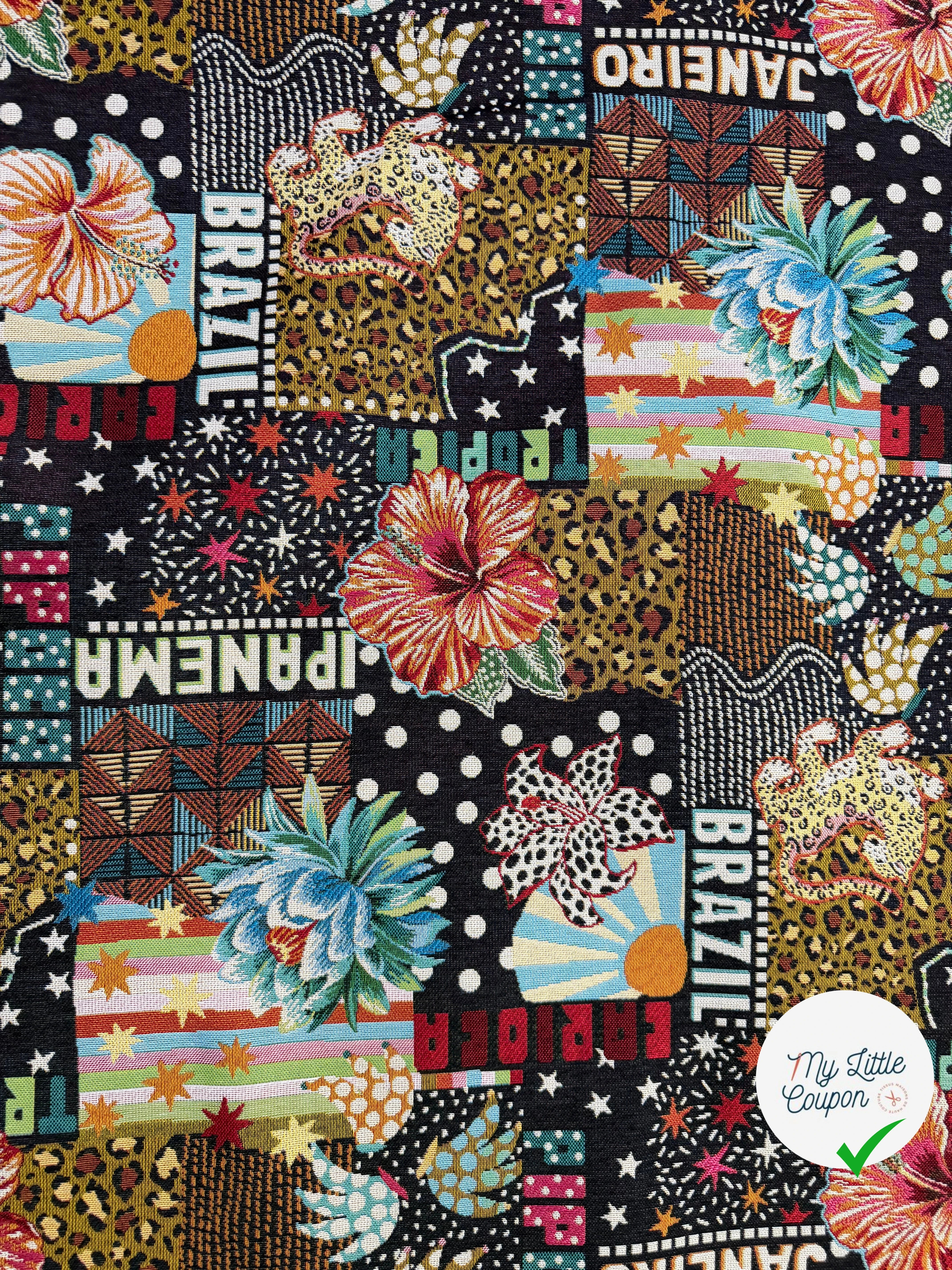 JACQUARD MADE IN FRANCE BOSSA NOVA ALLOVER NOIR MULTICOLOR - My Little Coupon