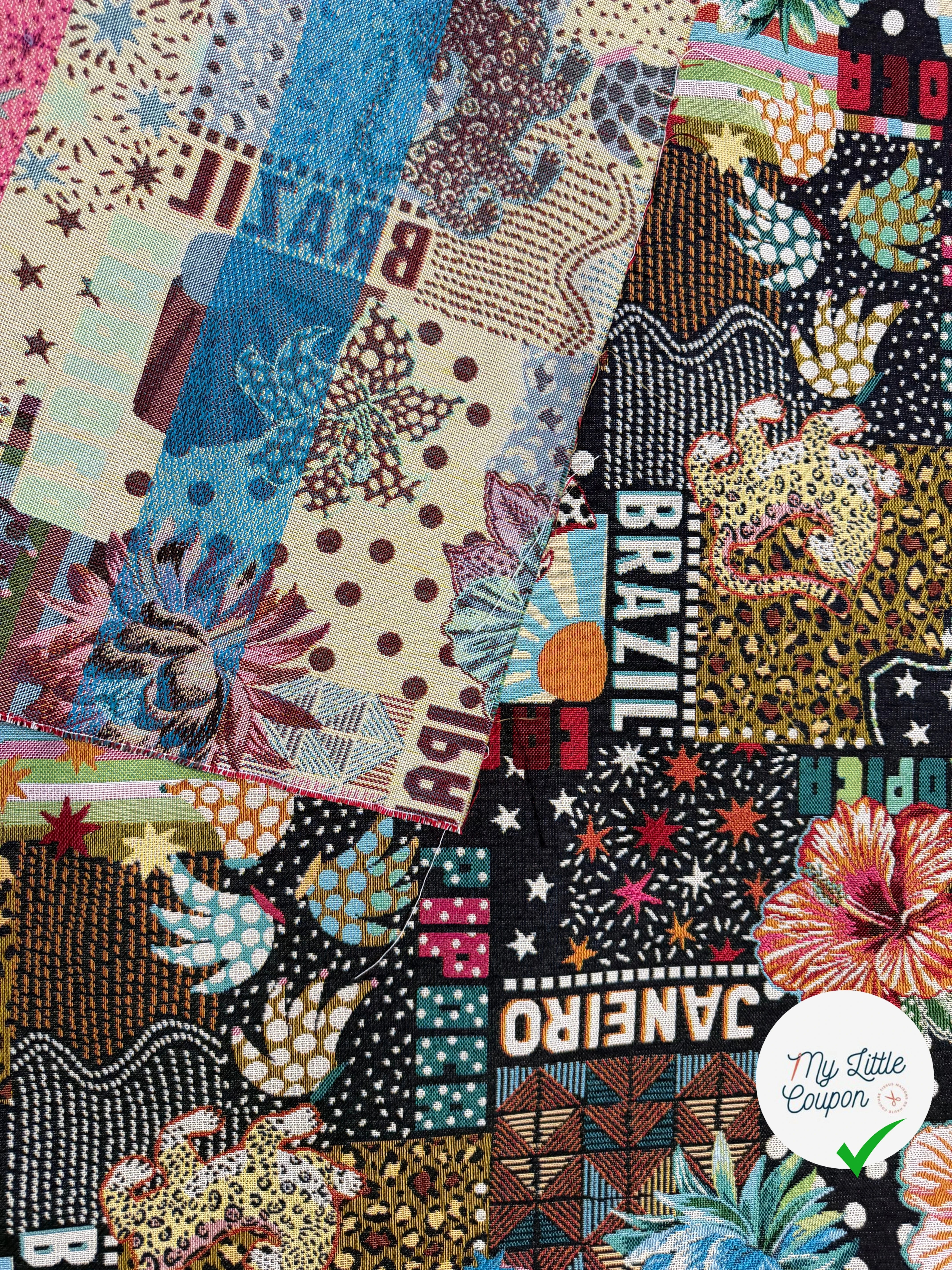 JACQUARD MADE IN FRANCE BOSSA NOVA ALLOVER NOIR MULTICOLOR - My Little Coupon