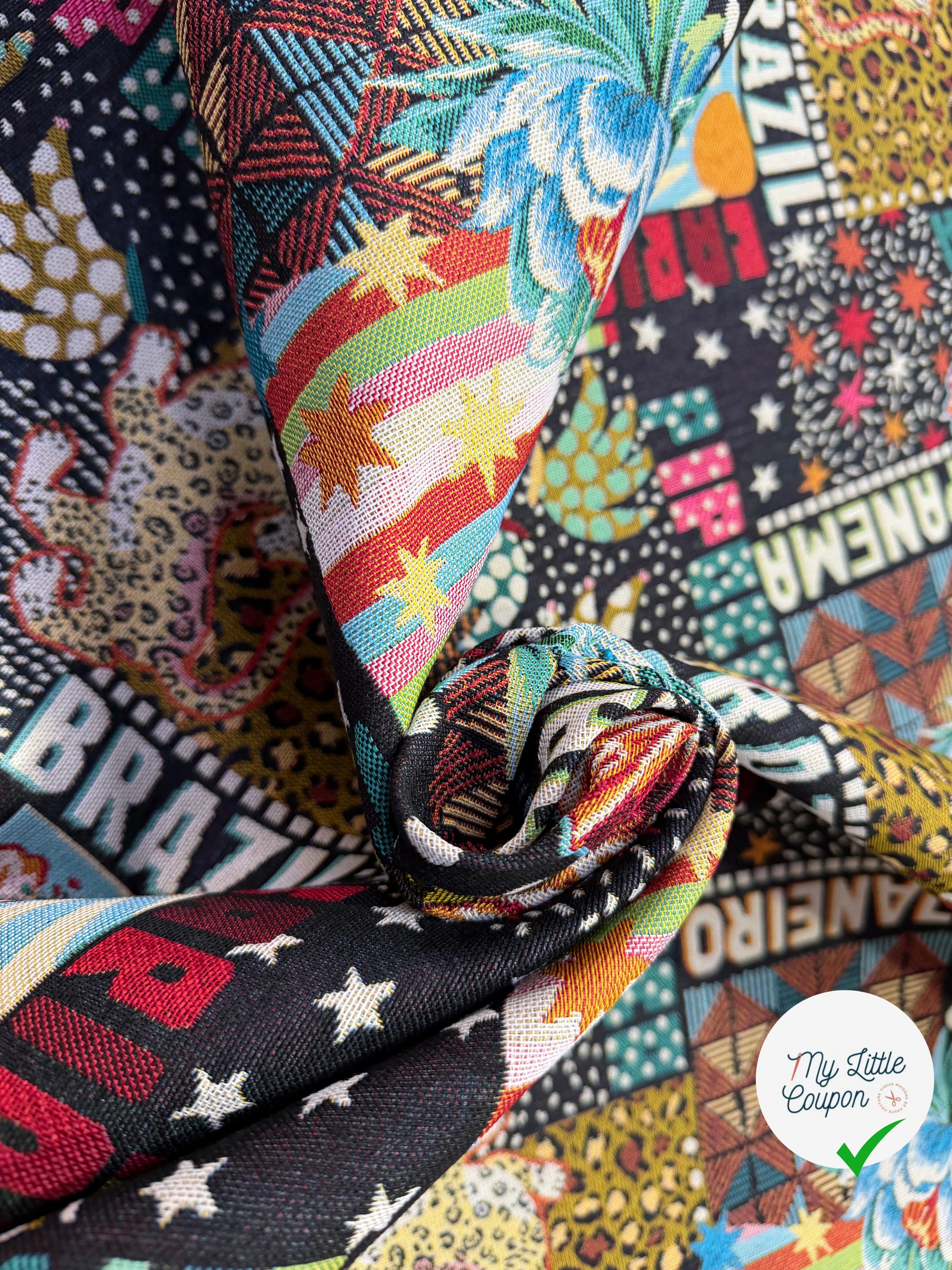 JACQUARD MADE IN FRANCE BOSSA NOVA ALLOVER NOIR MULTICOLOR - My Little Coupon