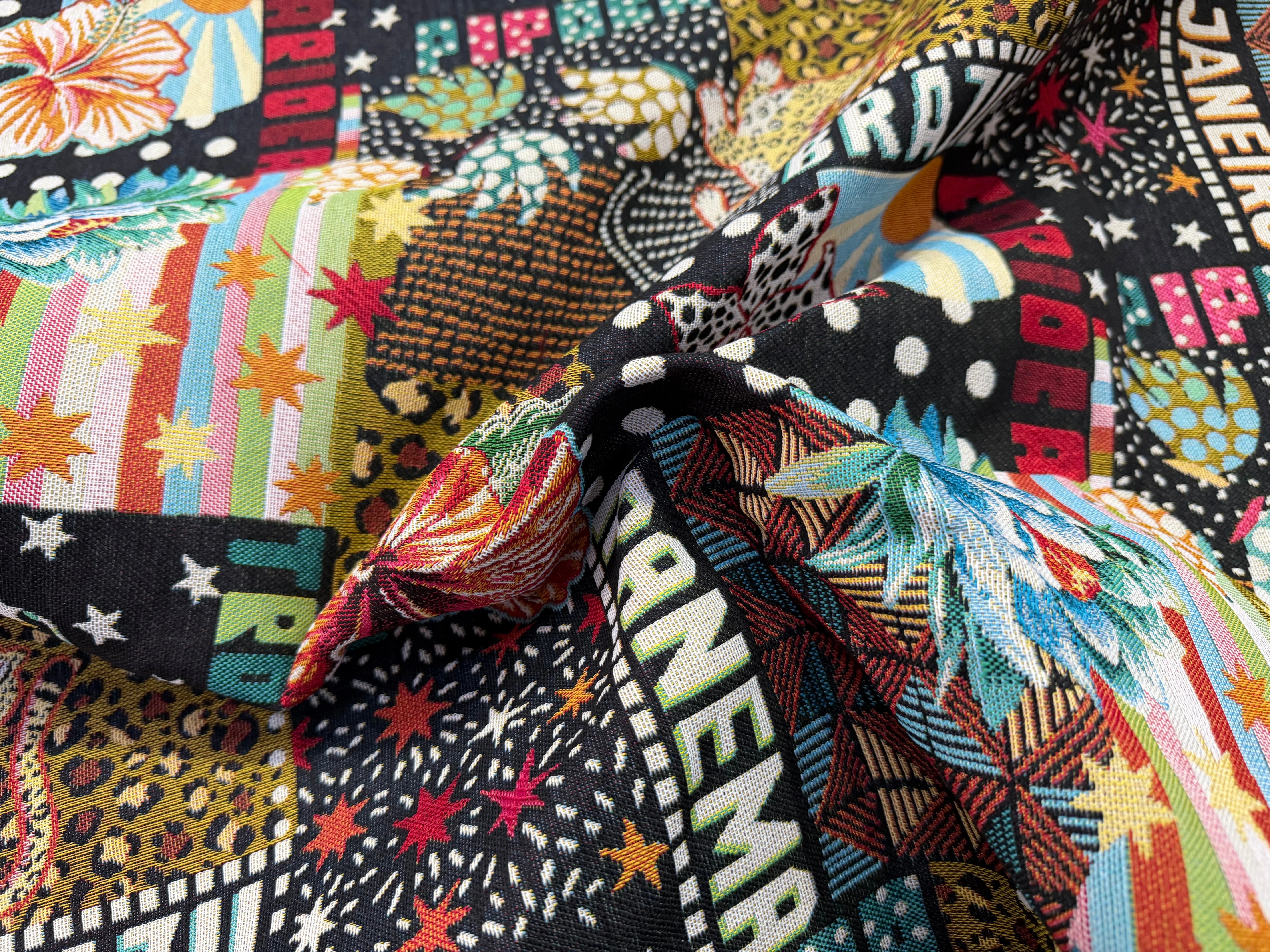 JACQUARD MADE IN FRANCE BOSSA NOVA ALLOVER NOIR MULTICOLOR - My Little Coupon