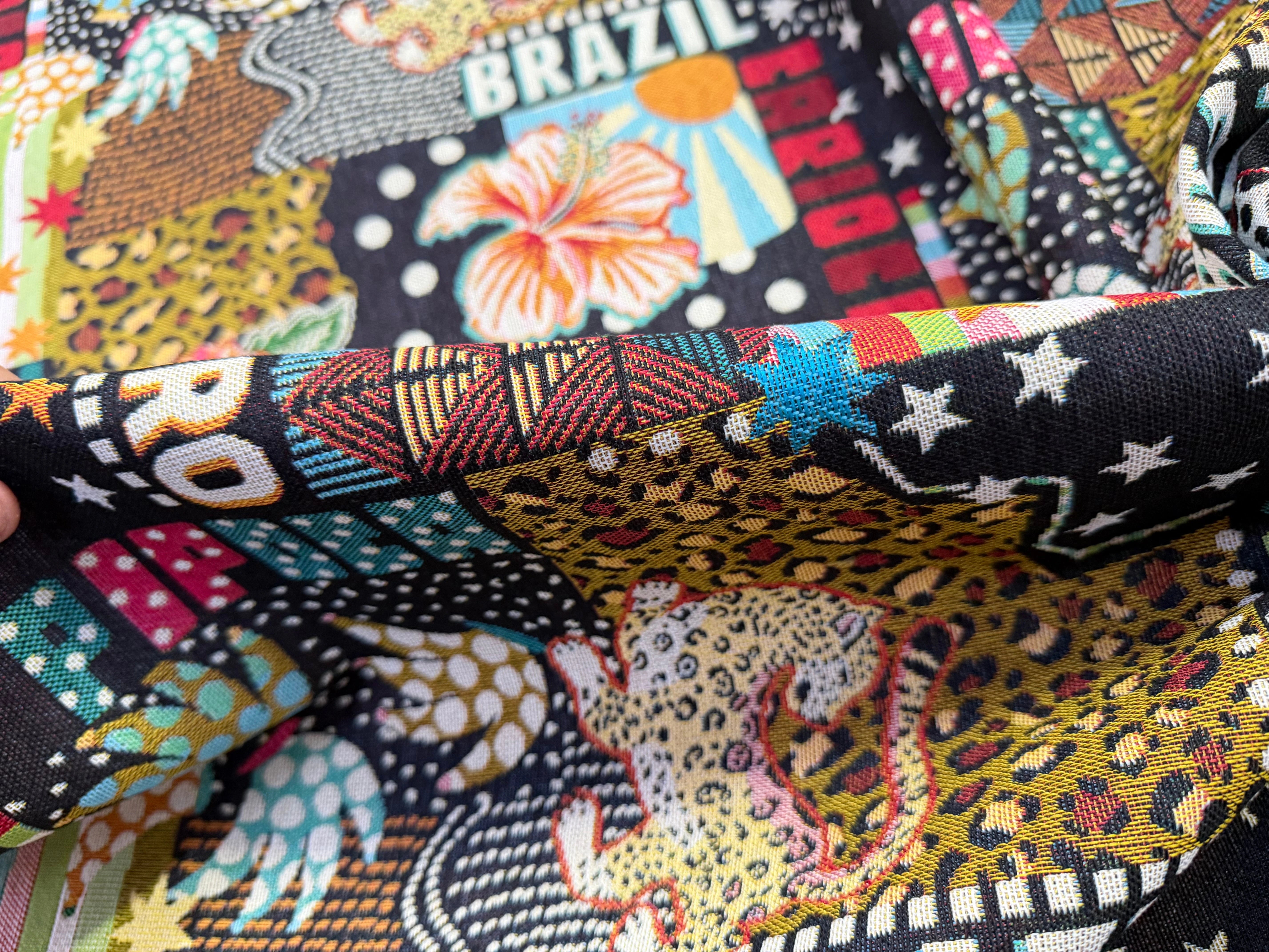 JACQUARD MADE IN FRANCE BOSSA NOVA ALLOVER NOIR MULTICOLOR - My Little Coupon