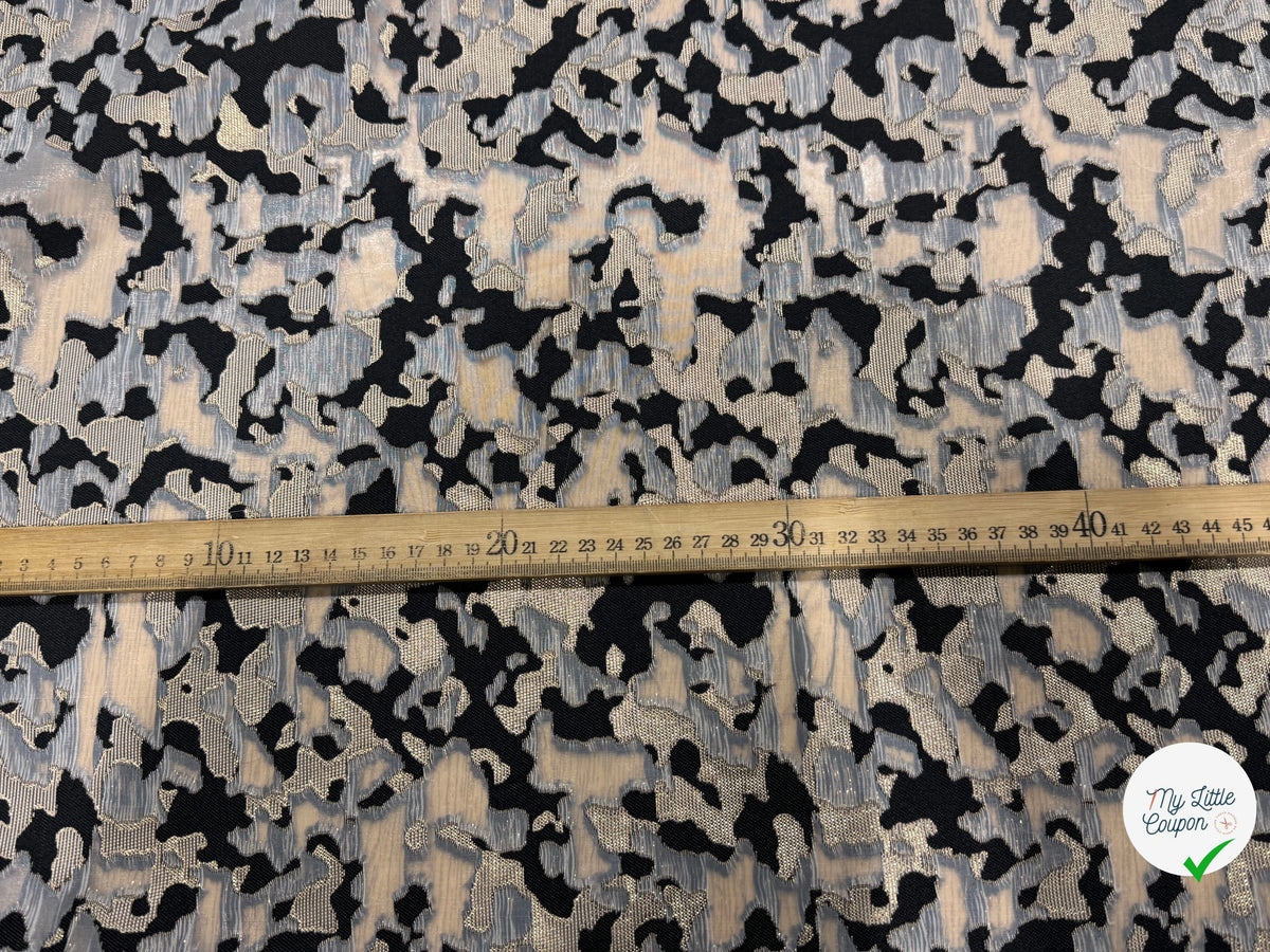 JACQUARD MÉTALLISÉ MOTIF CAMOUFLAGE ARMY NOIR ET OR - My Little Coupon