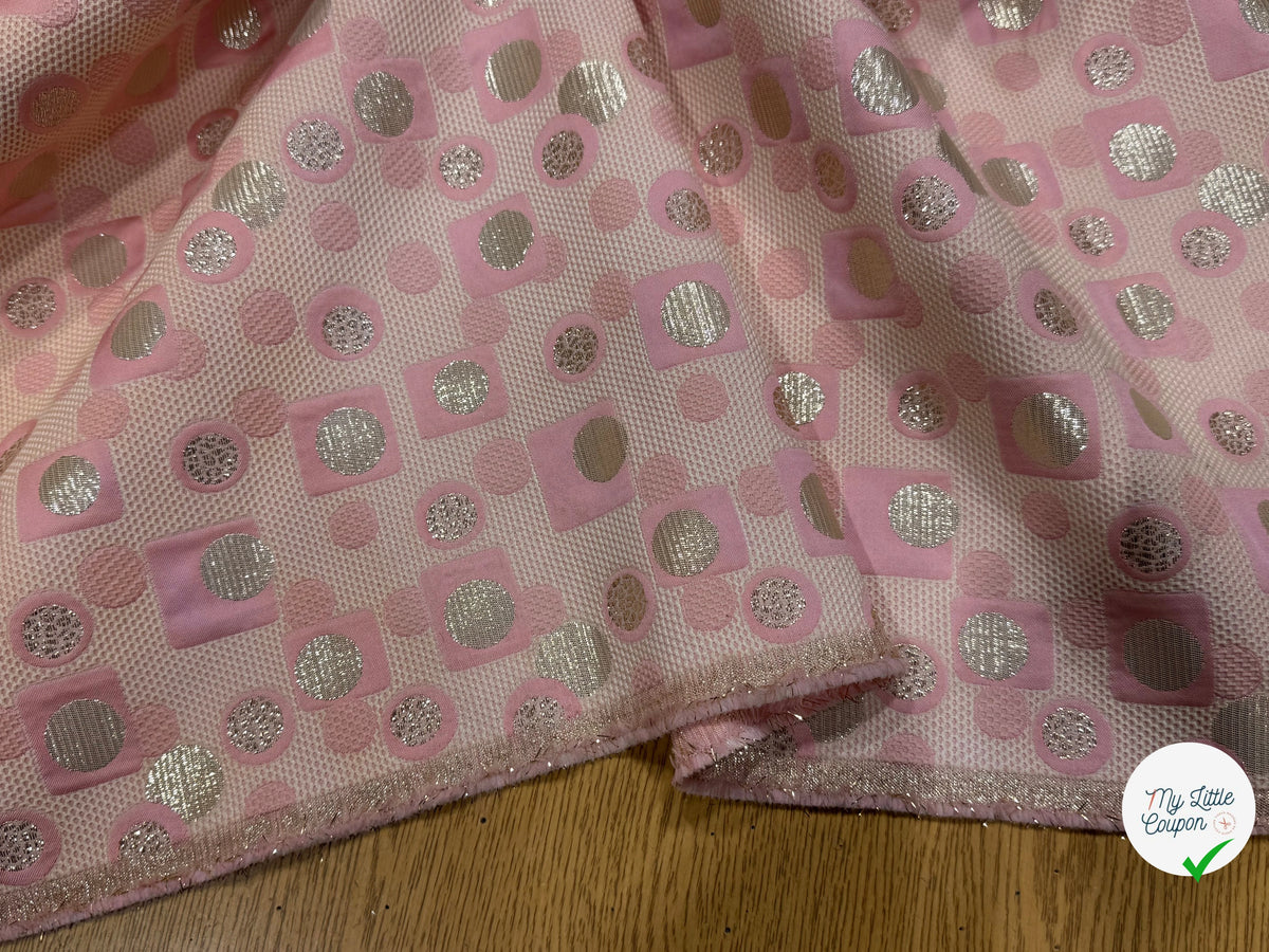 JACQUARD MÉTALLISÉ MOTIFS CIRCULAIRES ET GÉOMÉTRIQUES OR ROSE - My Little Coupon