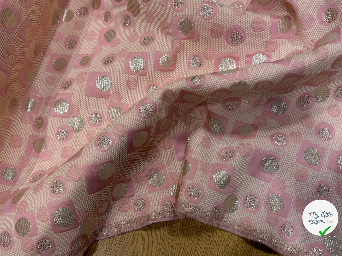 JACQUARD MÉTALLISÉ MOTIFS CIRCULAIRES ET GÉOMÉTRIQUES OR ROSE - My Little Coupon