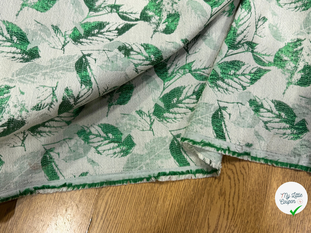 JACQUARD MOTIF FEUILLAGE VERT FOND ÉCRU - My Little Coupon