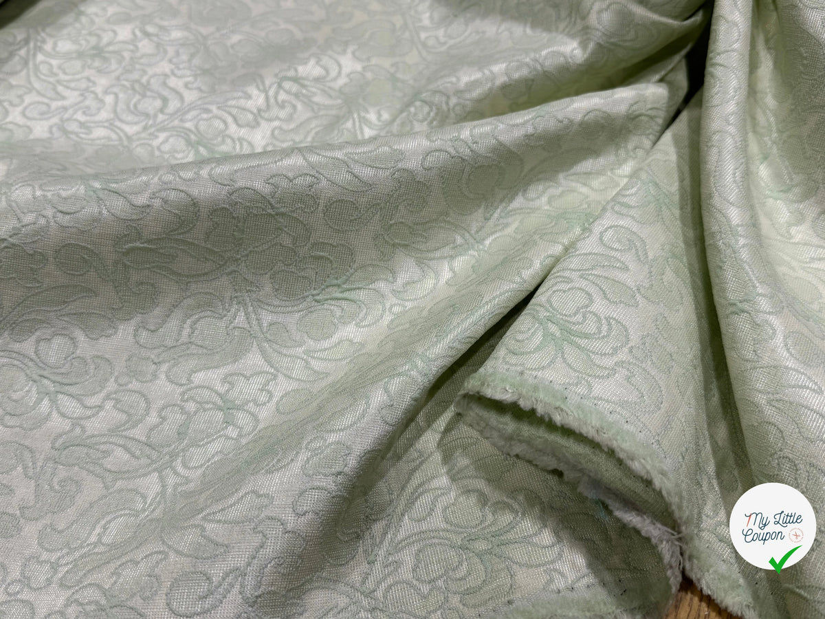 JACQUARD MOTIFS FLORAUX VERTS FOND ÉCRU - My Little Coupon