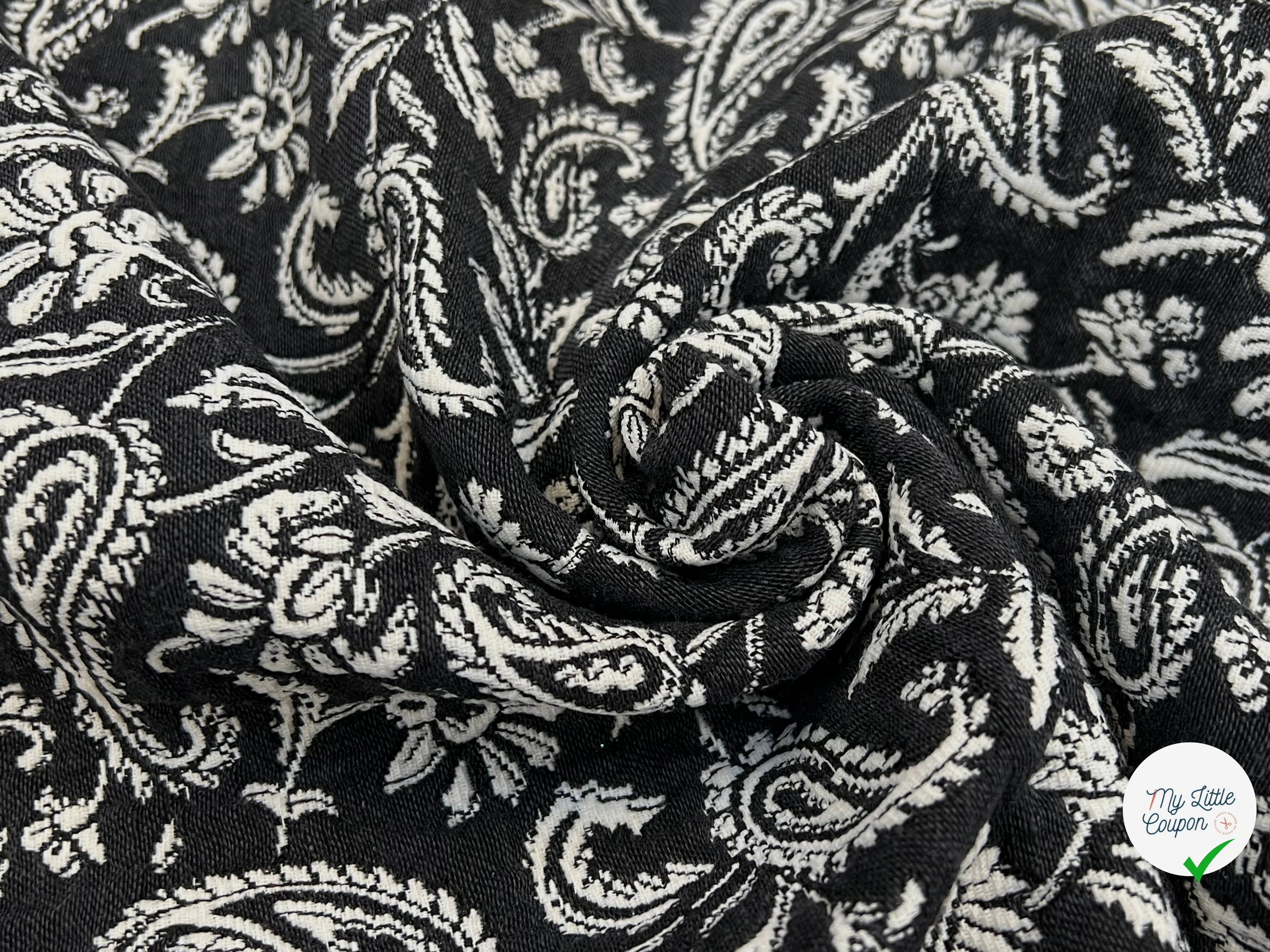 JACQUARD MUMBAI ALLOVER NOIR 140 CM - My Little Coupon