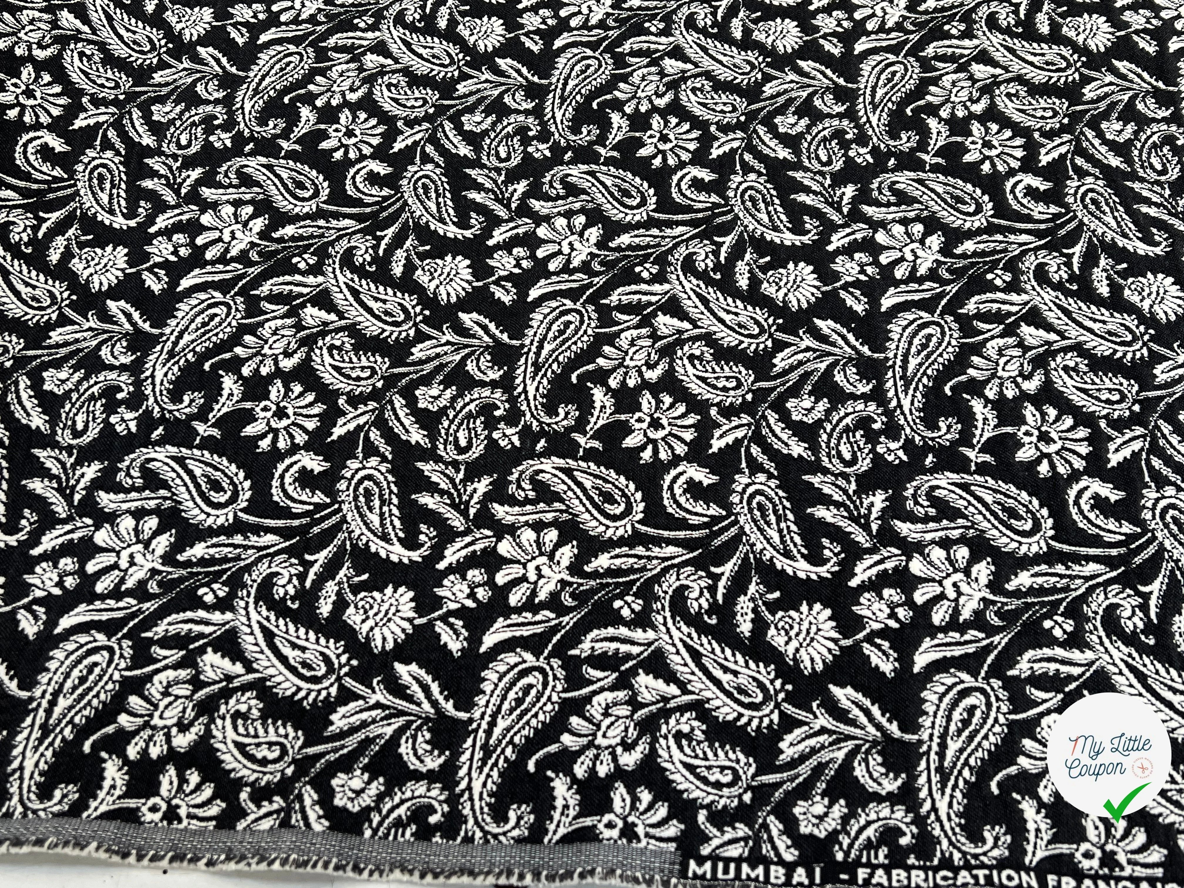 JACQUARD MUMBAI ALLOVER NOIR 140 CM - My Little Coupon