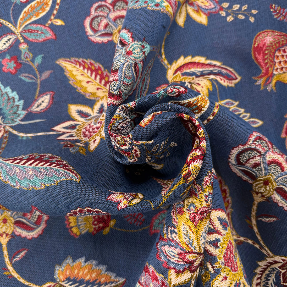 JACQUARD PALAMPORE ALLOVER BLEU 140 CM - My Little Coupon