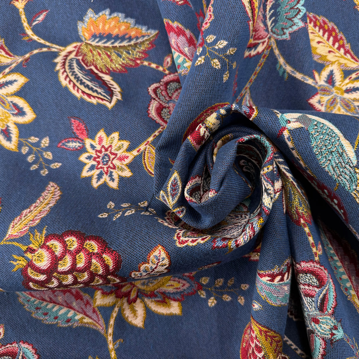 JACQUARD PALAMPORE ALLOVER BLEU 140 CM - My Little Coupon