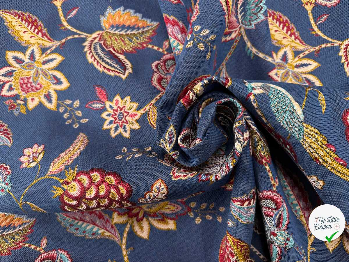 JACQUARD PALAMPORE ALLOVER BLEU 140 CM - My Little Coupon