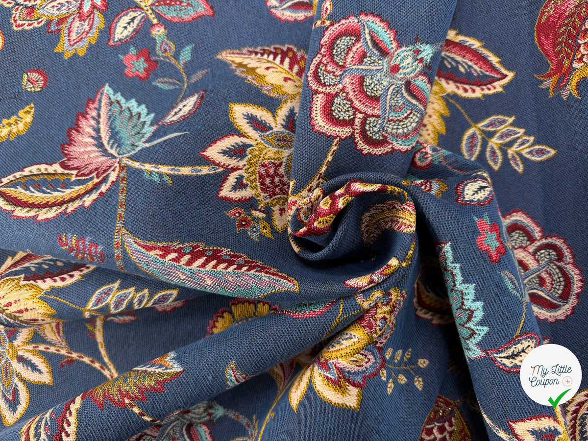JACQUARD PALAMPORE ALLOVER BLEU 140 CM - My Little Coupon