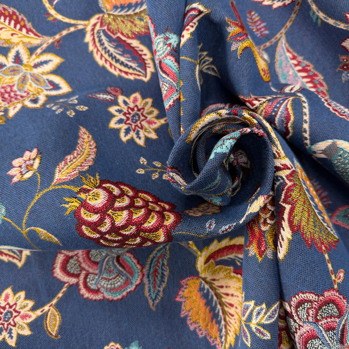 JACQUARD PALAMPORE ALLOVER BLEU 140 CM - My Little Coupon