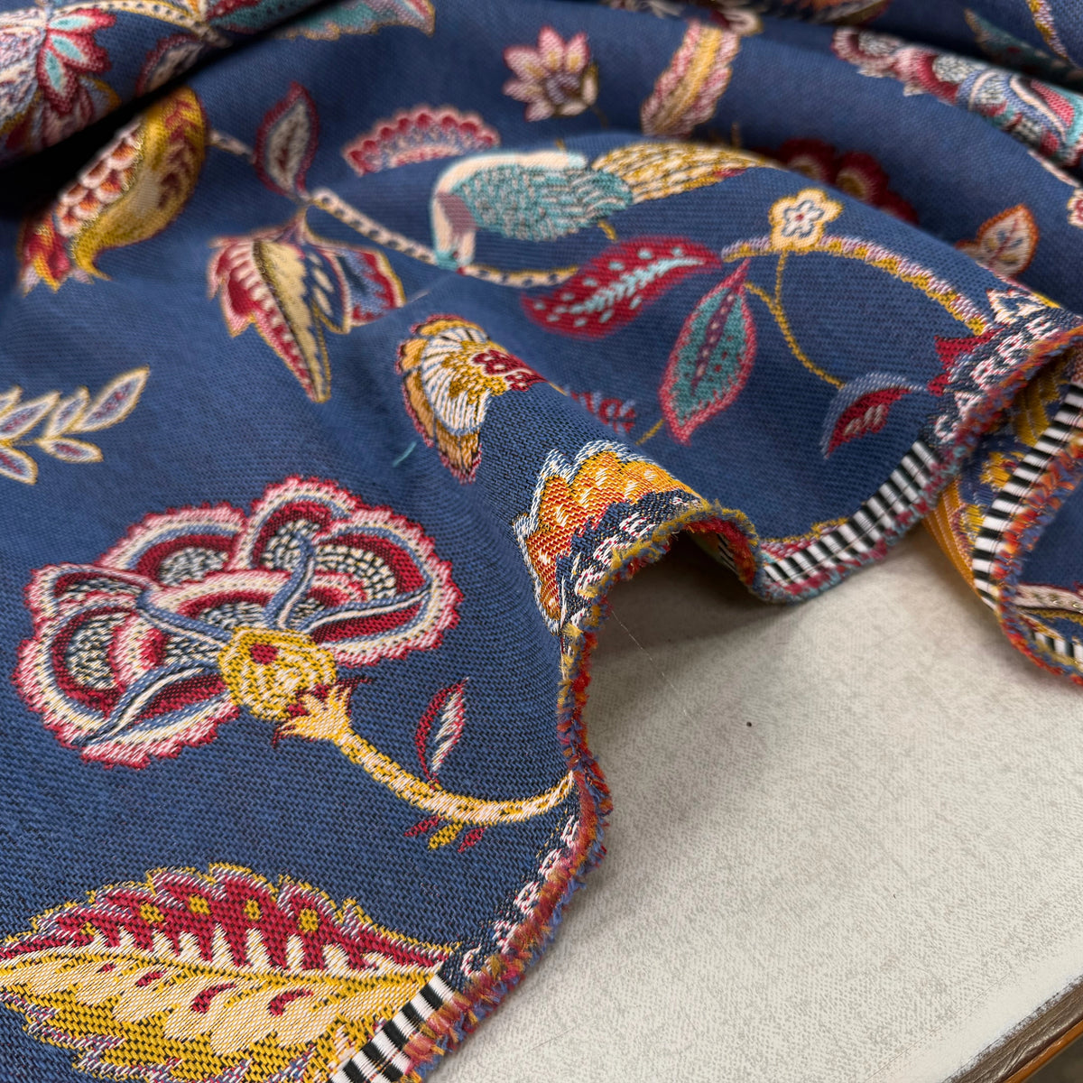 JACQUARD PALAMPORE ALLOVER BLEU 140 CM - My Little Coupon