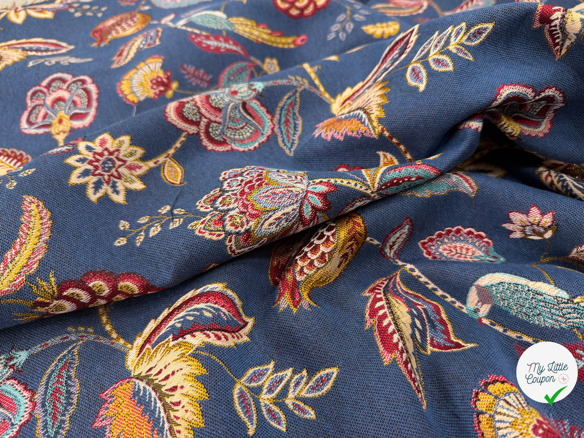 JACQUARD PALAMPORE ALLOVER BLEU 140 CM - My Little Coupon