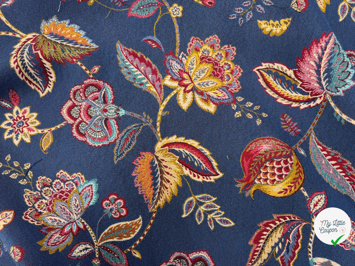 JACQUARD PALAMPORE ALLOVER BLEU 140 CM - My Little Coupon