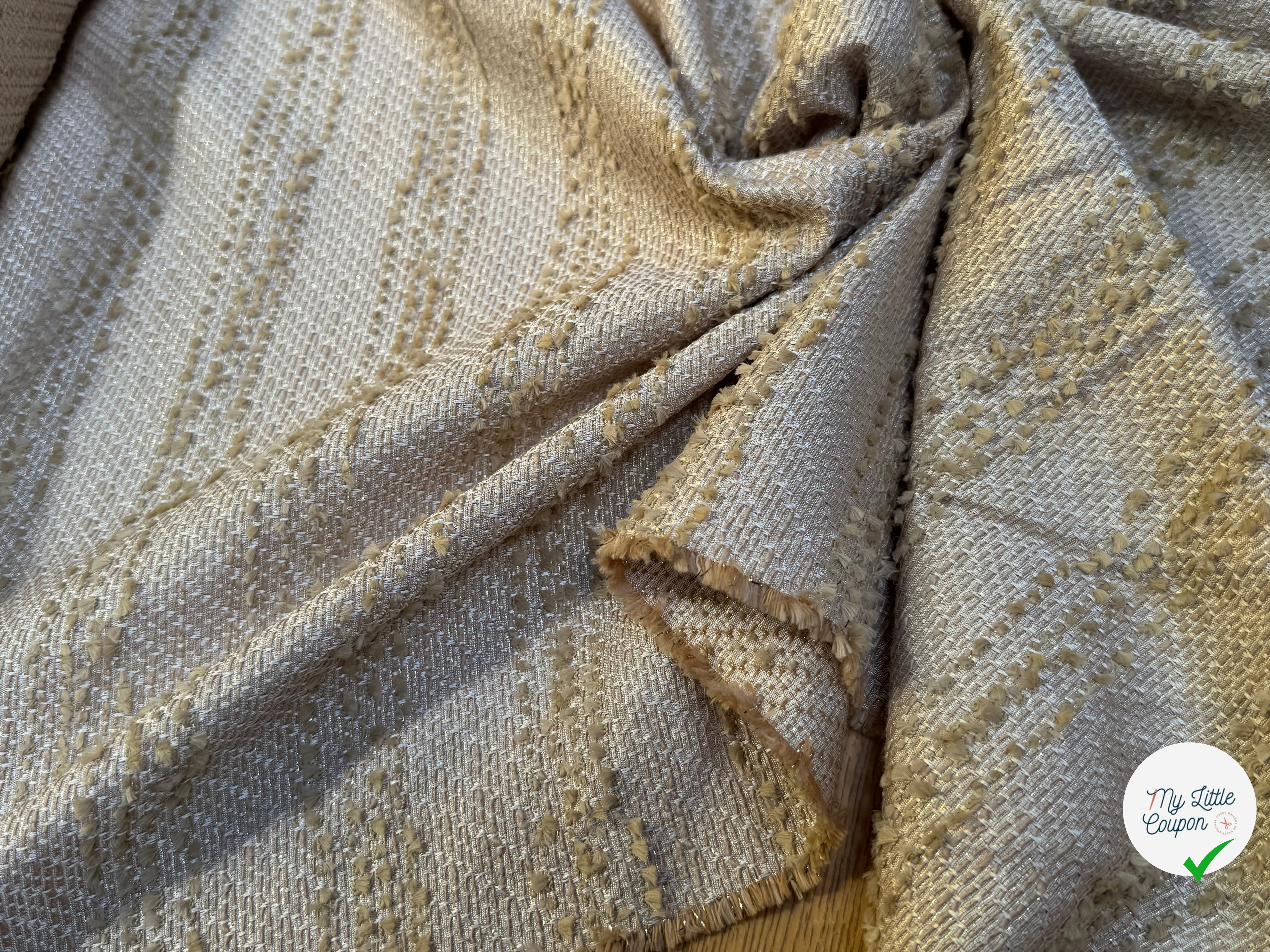 JACQUARD POLYVISCOSE SOUPLE BEIGE - My Little Coupon