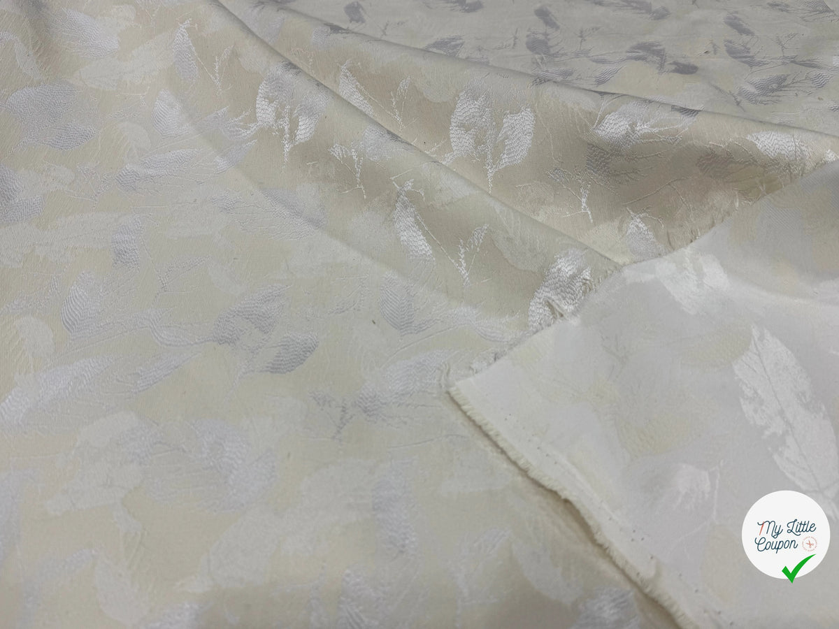 JACQUARD PREMIUM MOTIFS FEUILLAGE FOND ÉCRU - My Little Coupon