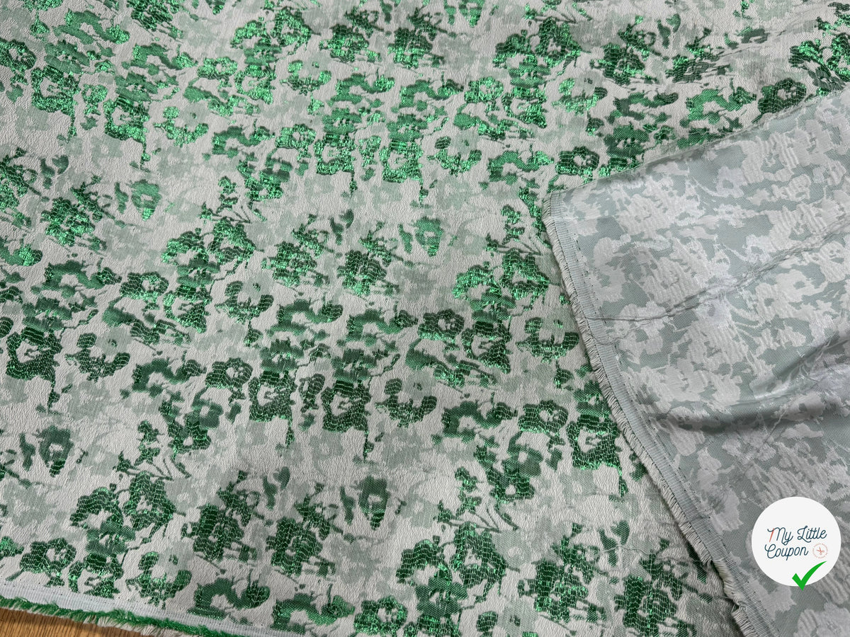 JACQUARD PREMIUM MOTIFS FLORAUX VERT FOND ÉCRU - My Little Coupon