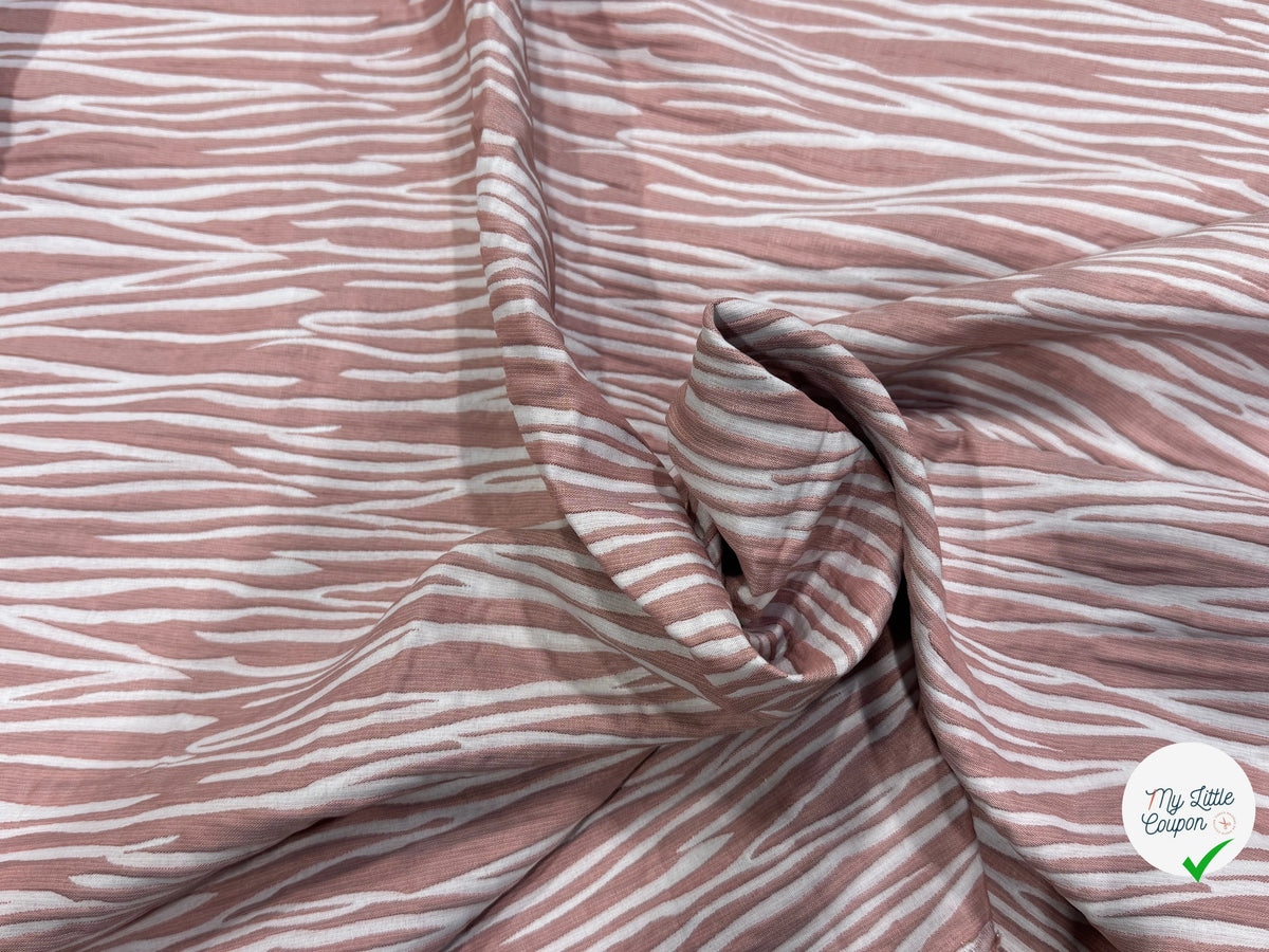 JACQUARD RAYURES FAÇON ANIMA ROSE PÂLE - My Little Coupon