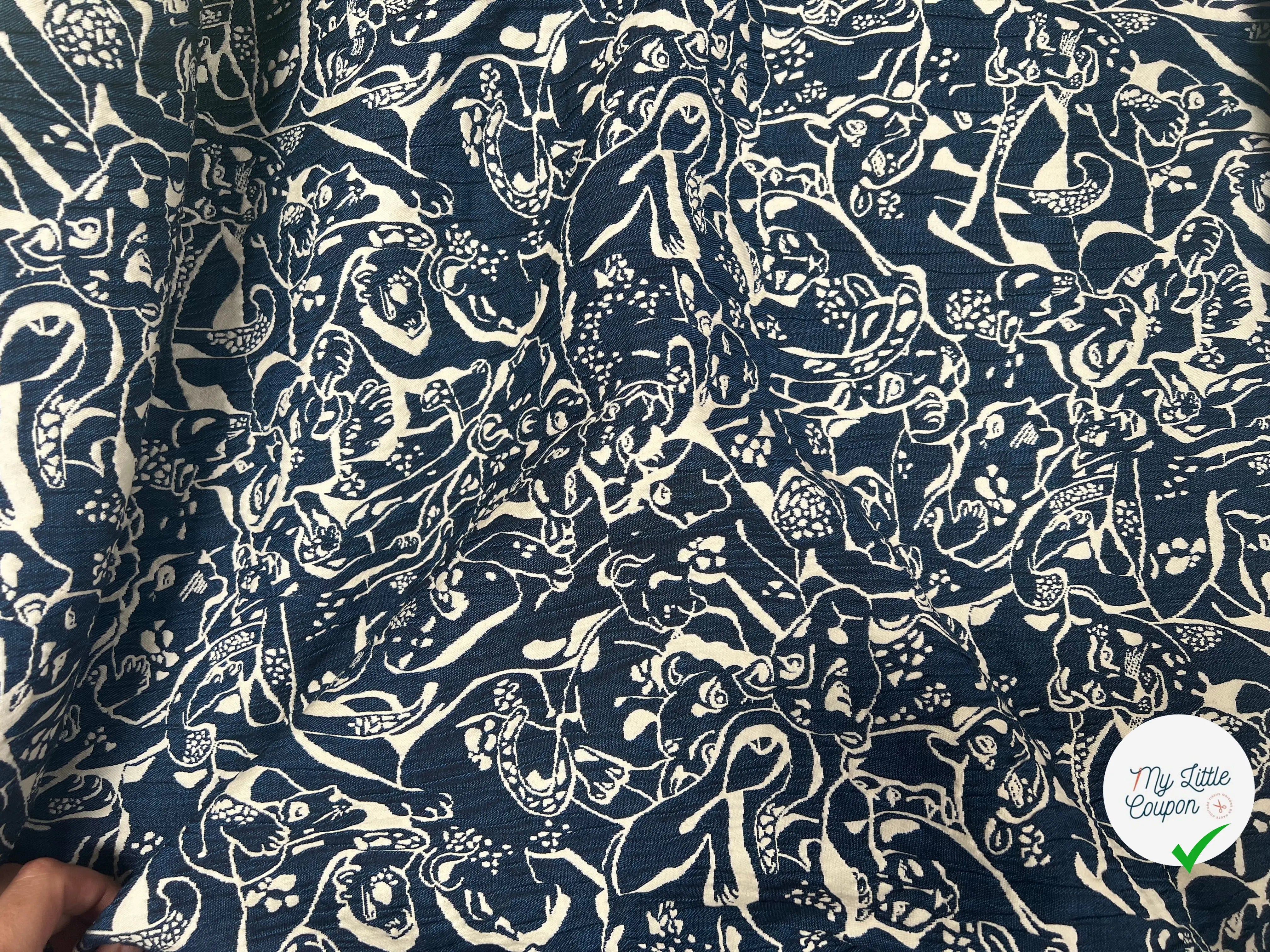 JACQUARD REVERSIBLE FACE BLEU FACE CREME LIONNE - My Little Coupon