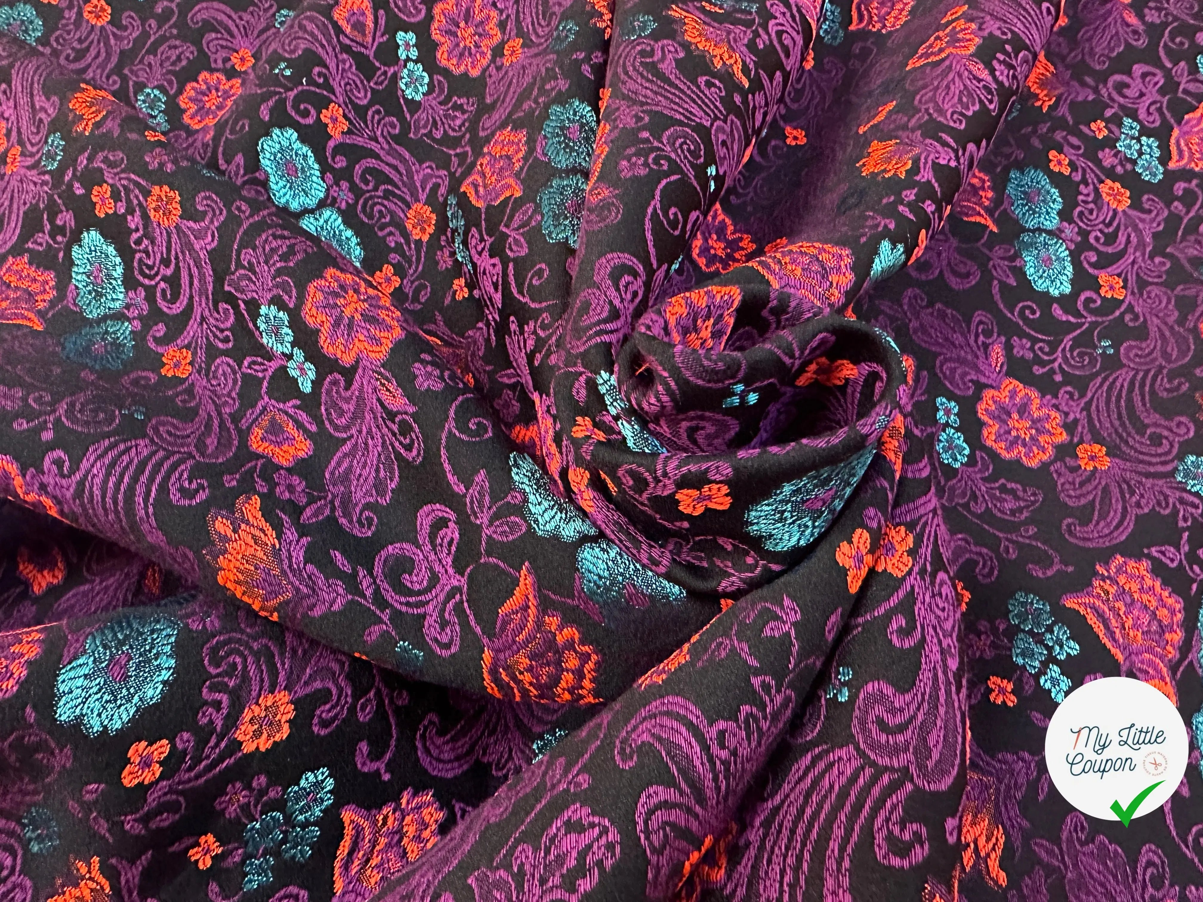JACQUARD REVERSIBLE RAYURES ORANGE ET BLEU ET FLEURS - My Little Coupon