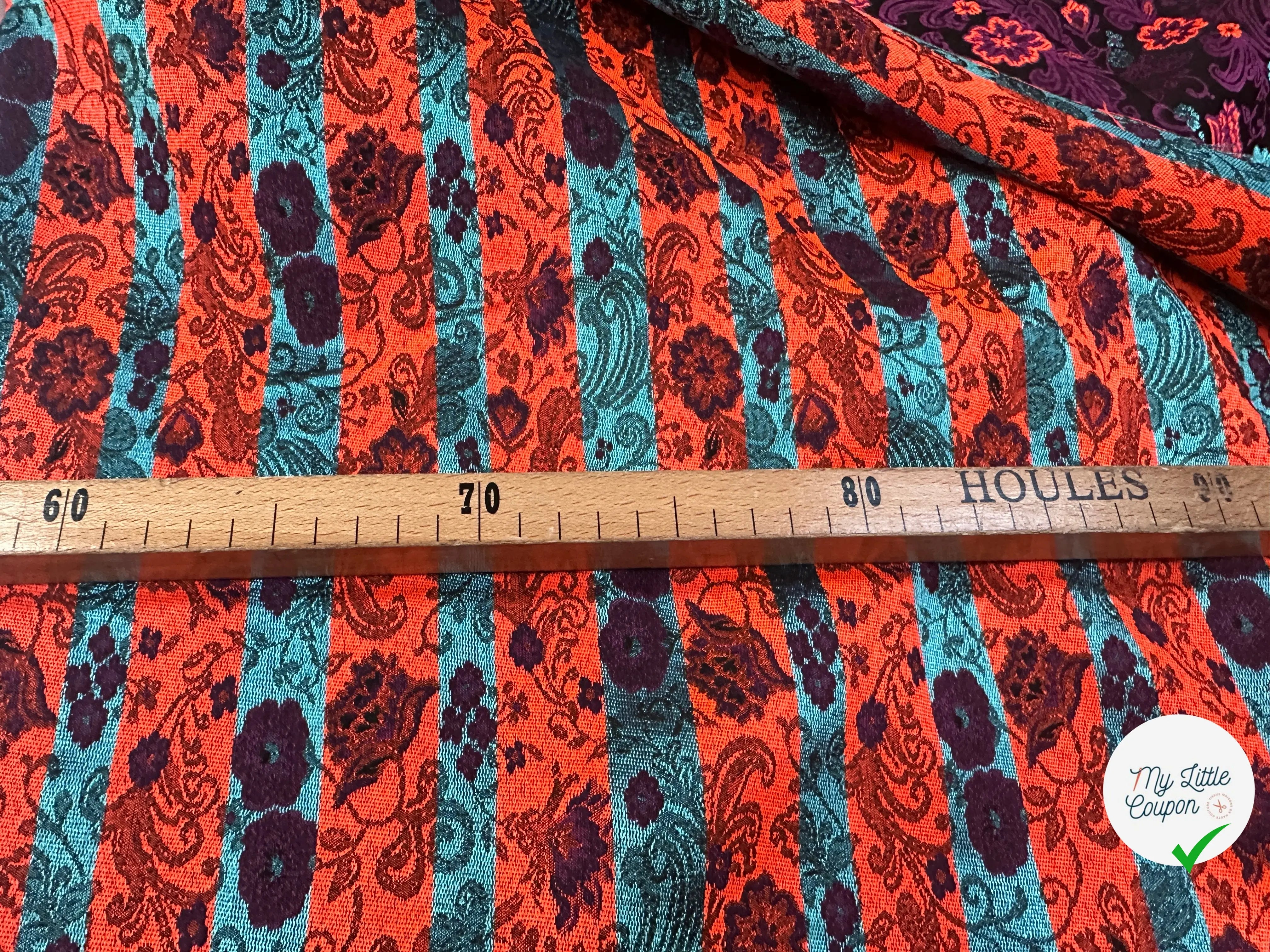 JACQUARD REVERSIBLE RAYURES ORANGE ET BLEU ET FLEURS - My Little Coupon