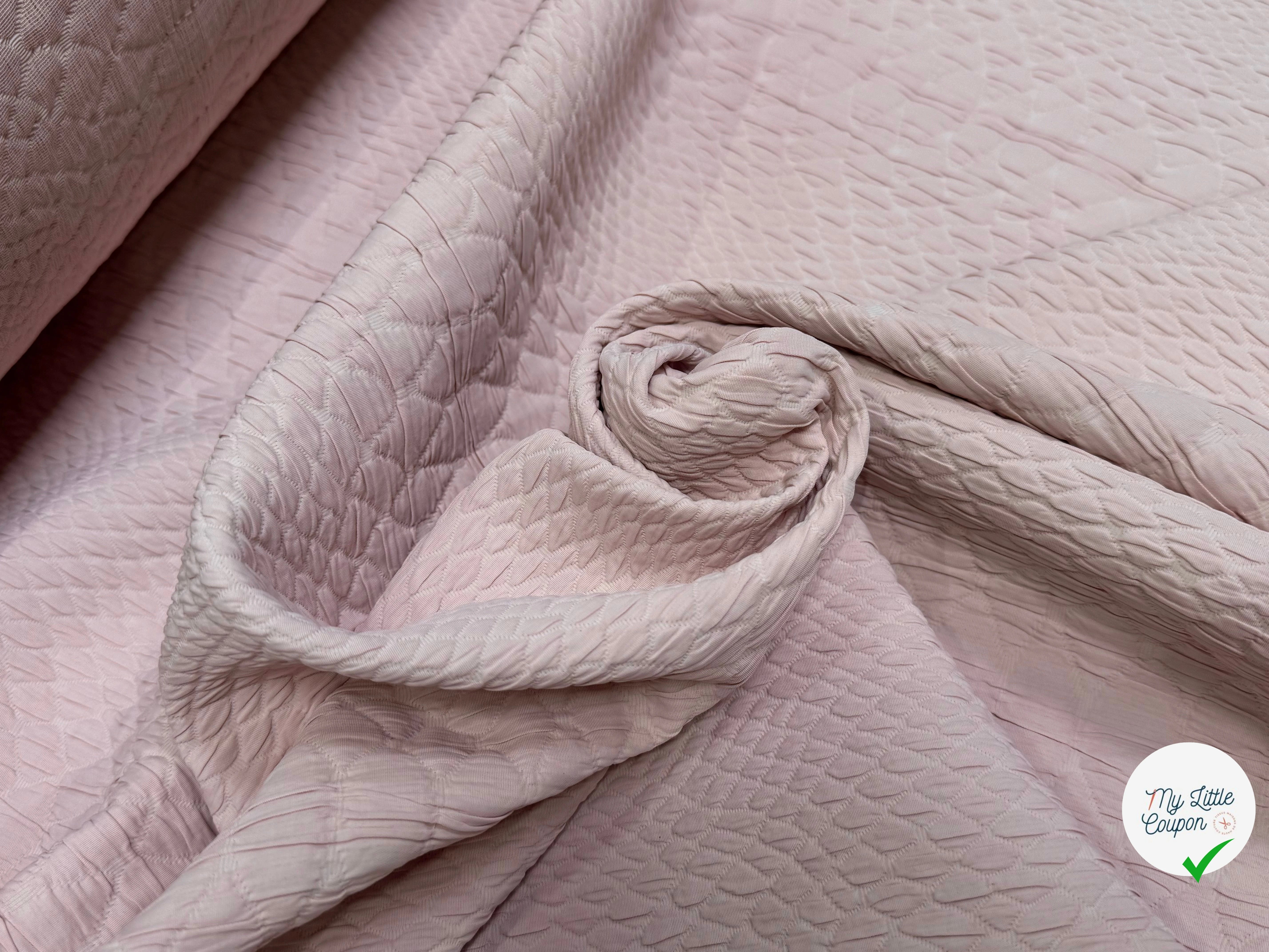 JACQUARD STRETCH ROSE ACÉTATE VISCOSE - My Little Coupon