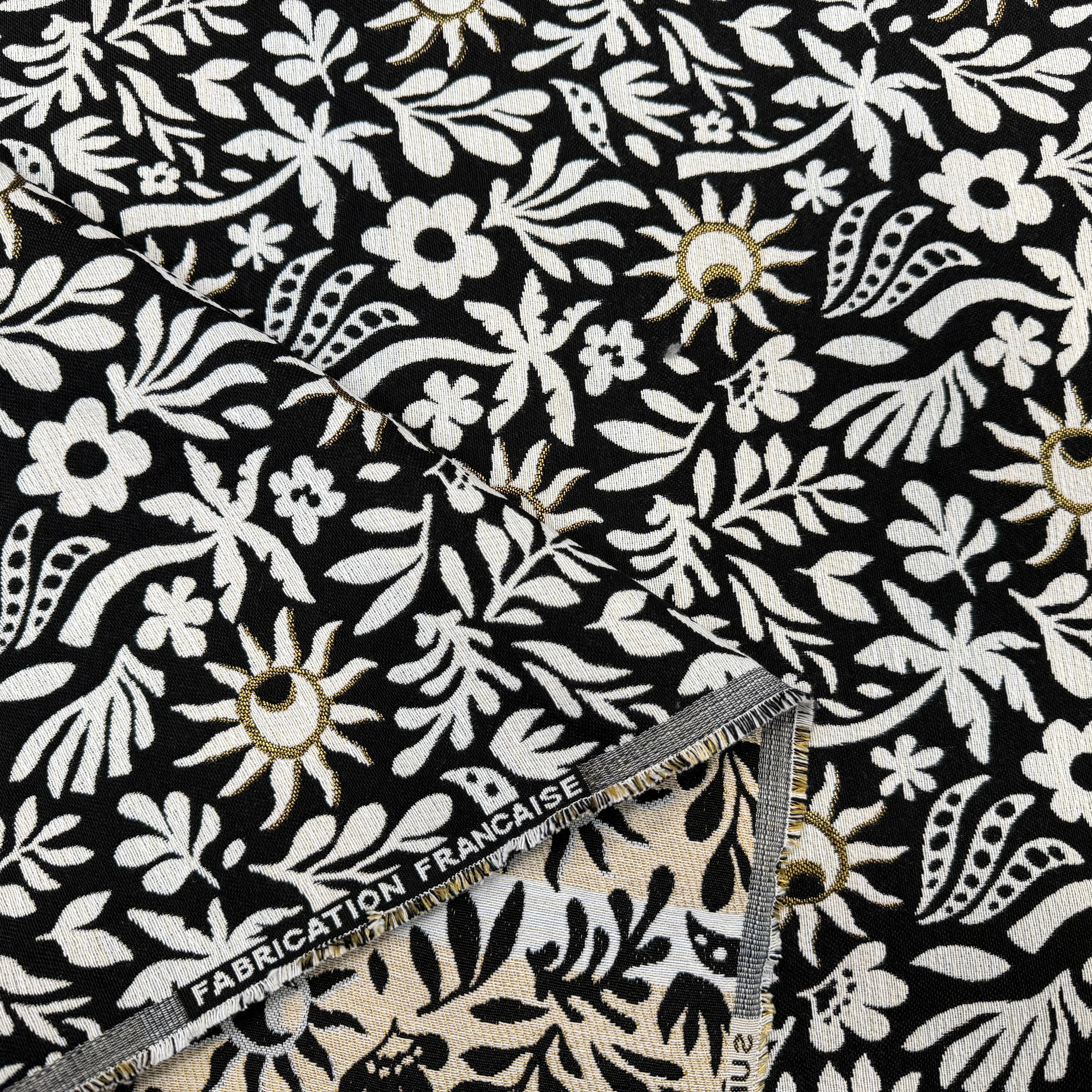JACQUARD SUNLIGHT ALLOVER NOIR 140 CM MADE IN FRANCE 🇫🇷 - My Little Coupon
