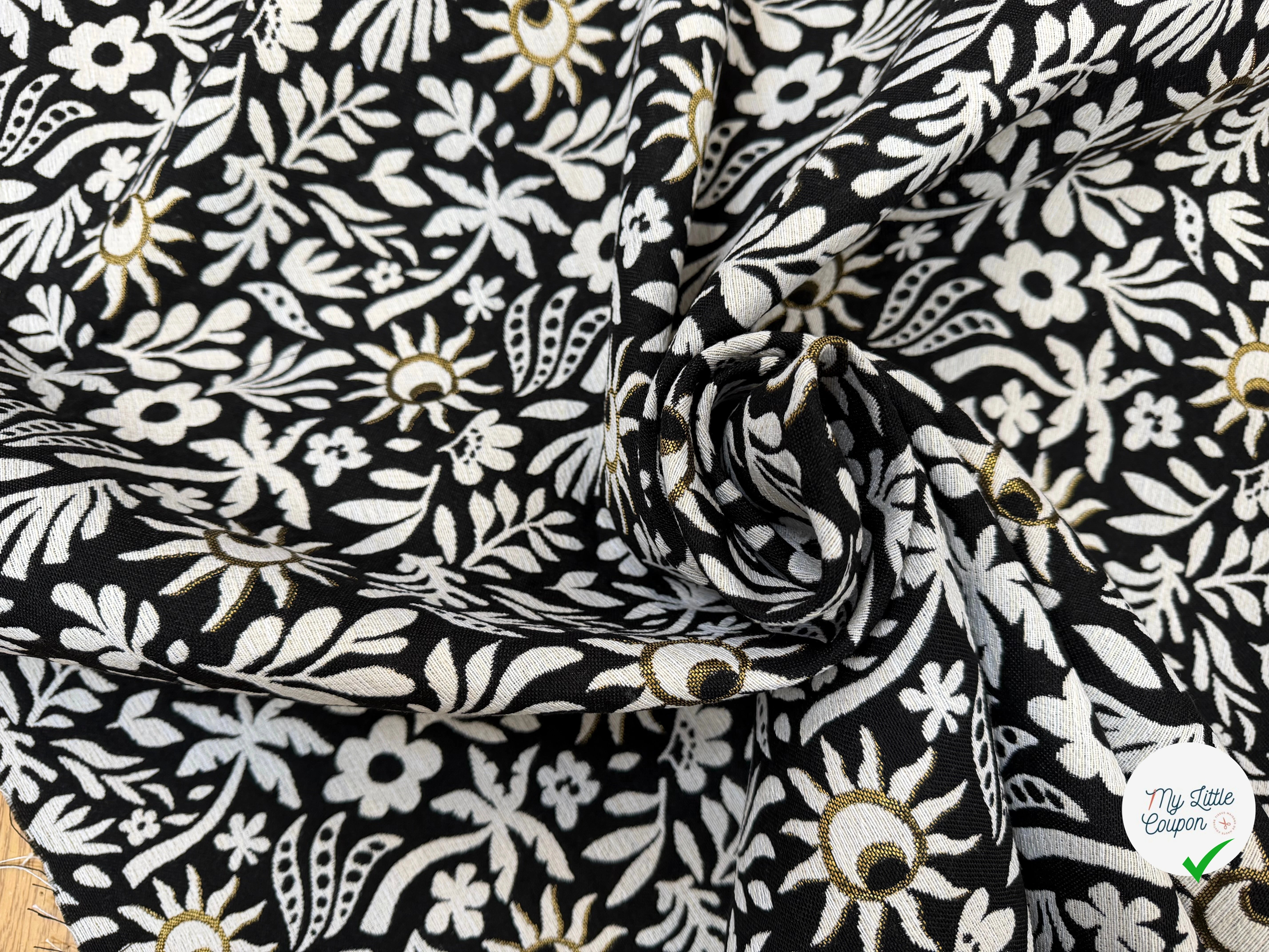 JACQUARD SUNLIGHT ALLOVER NOIR 140 CM MADE IN FRANCE 🇫🇷 - My Little Coupon