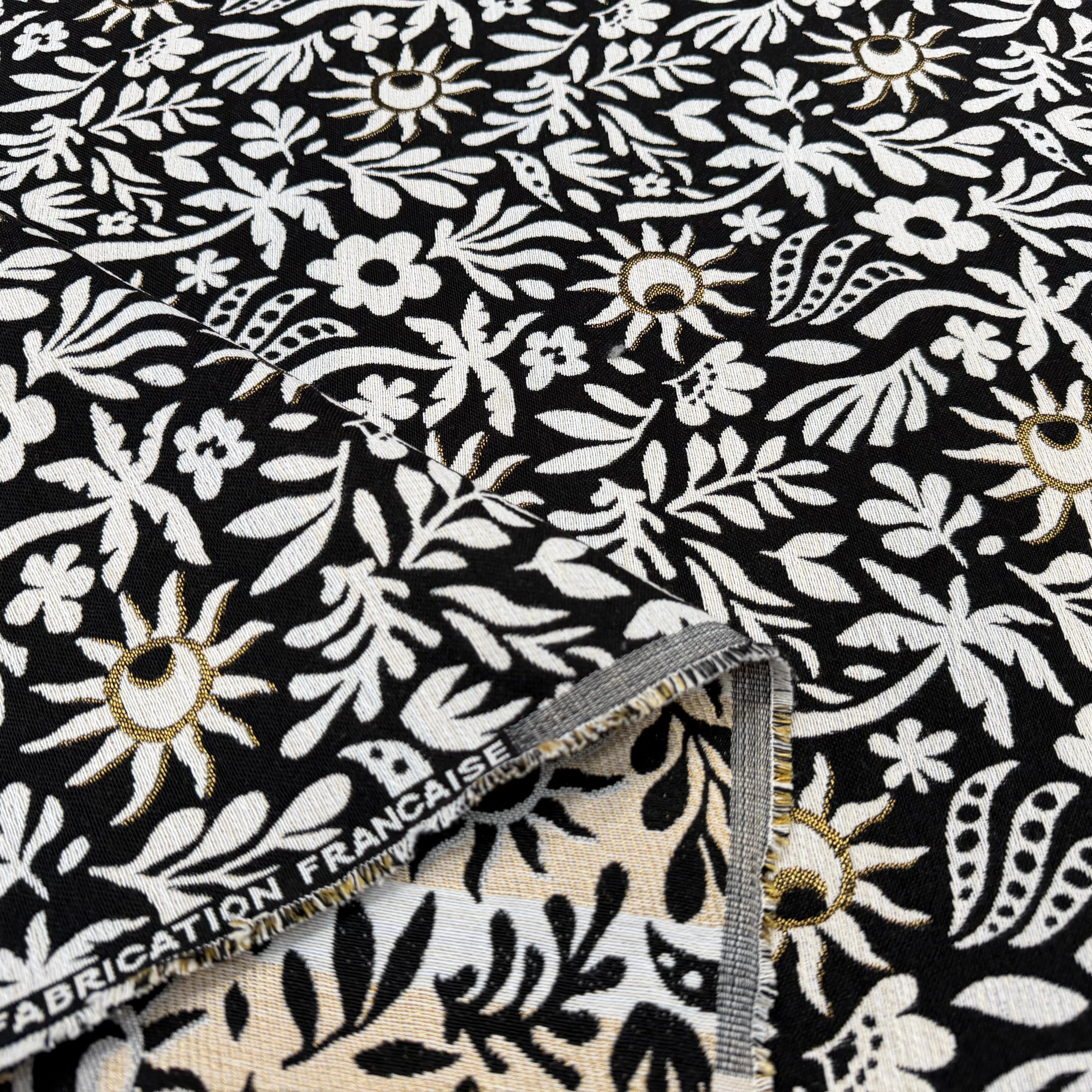 JACQUARD SUNLIGHT ALLOVER NOIR 140 CM MADE IN FRANCE 🇫🇷 - My Little Coupon
