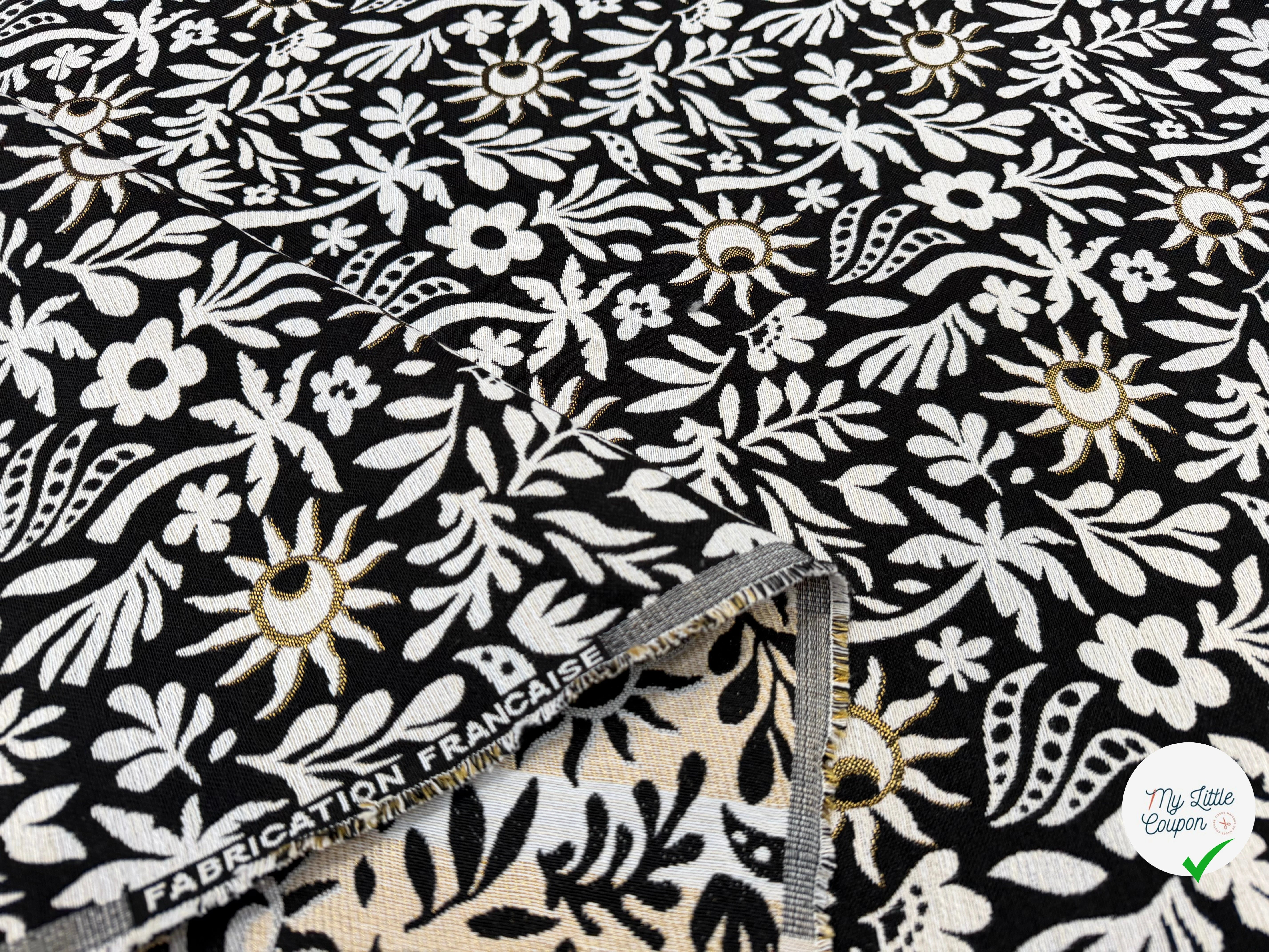JACQUARD SUNLIGHT ALLOVER NOIR 140 CM MADE IN FRANCE 🇫🇷 - My Little Coupon