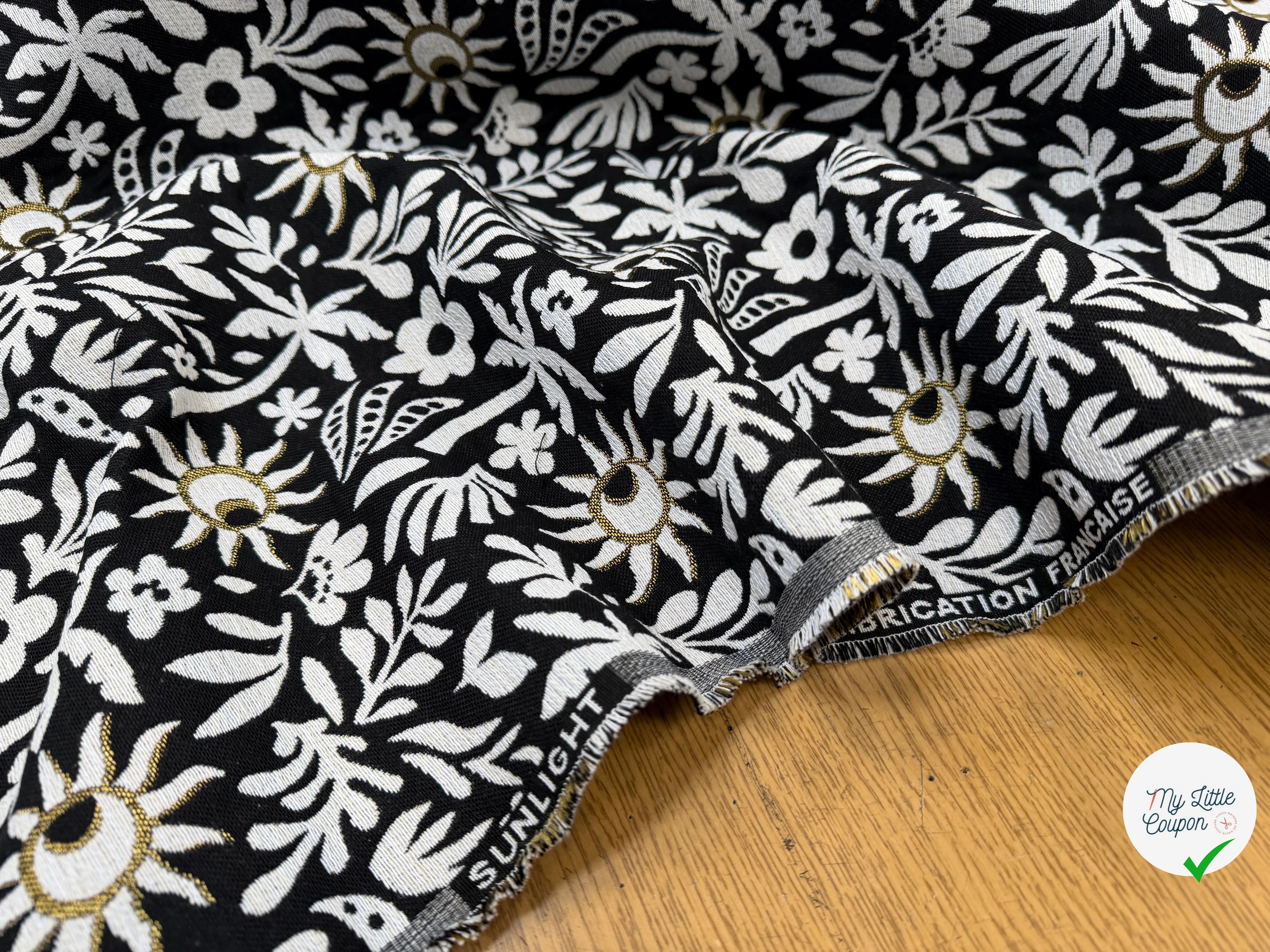 JACQUARD SUNLIGHT ALLOVER NOIR 140 CM MADE IN FRANCE 🇫🇷 - My Little Coupon