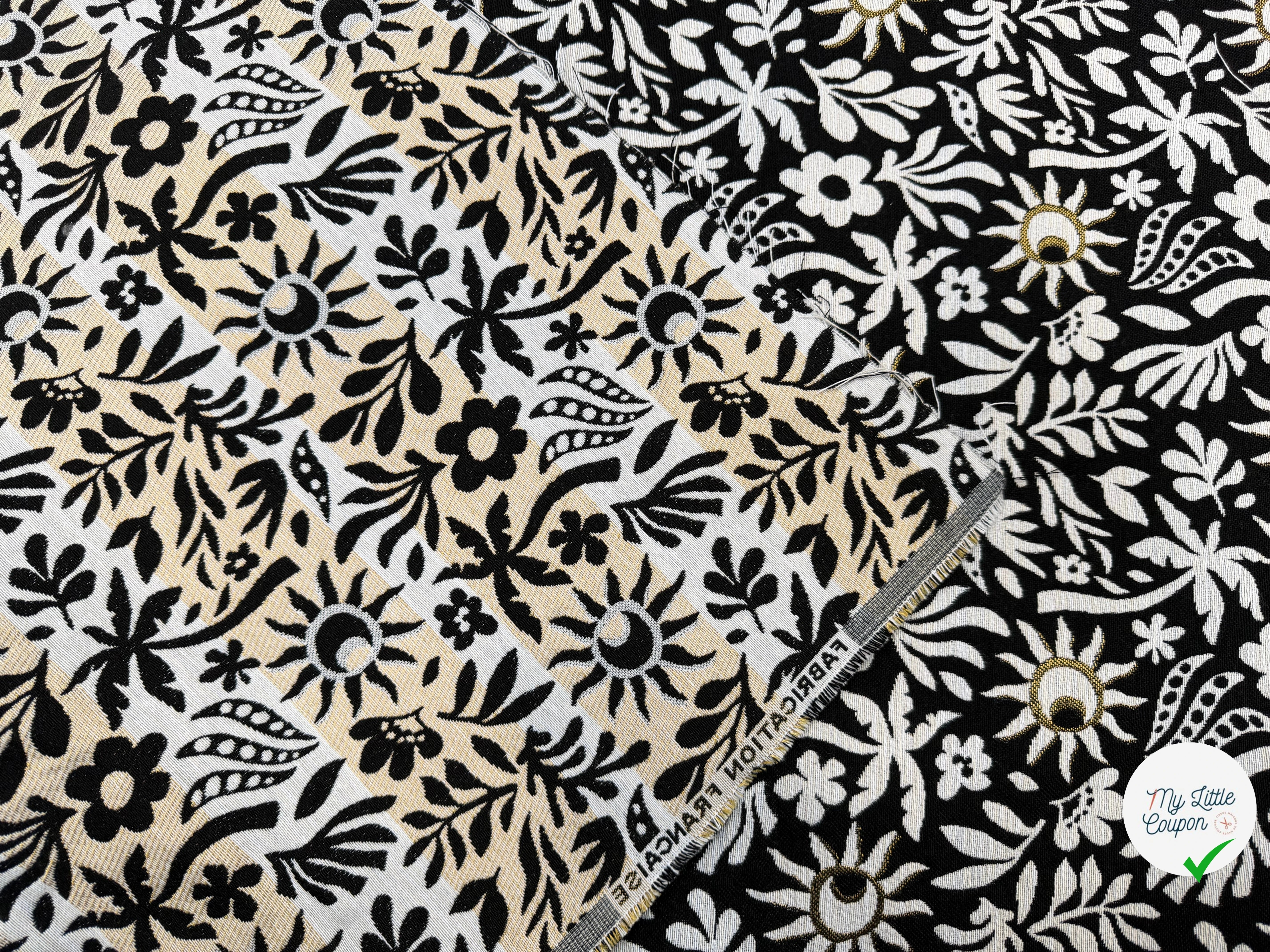 JACQUARD SUNLIGHT ALLOVER NOIR 140 CM MADE IN FRANCE 🇫🇷 - My Little Coupon