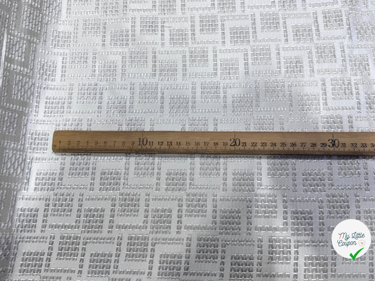 JACQUARD TISSÉ MOTIFS GÉOMÉTRIQUES BLEU GRIS LAVANDE - My Little Coupon