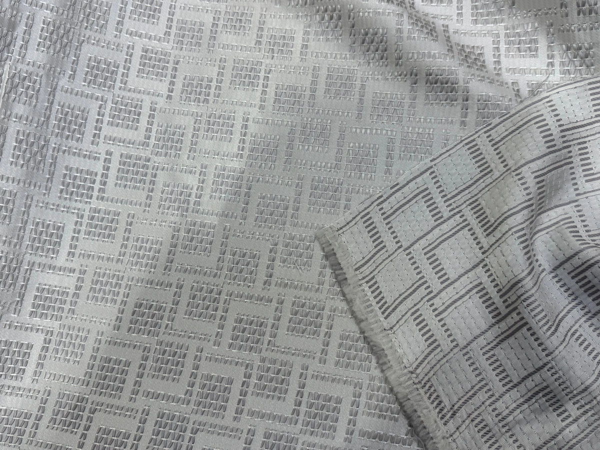 JACQUARD TISSÉ MOTIFS GÉOMÉTRIQUES BLEU GRIS LAVANDE - My Little Coupon