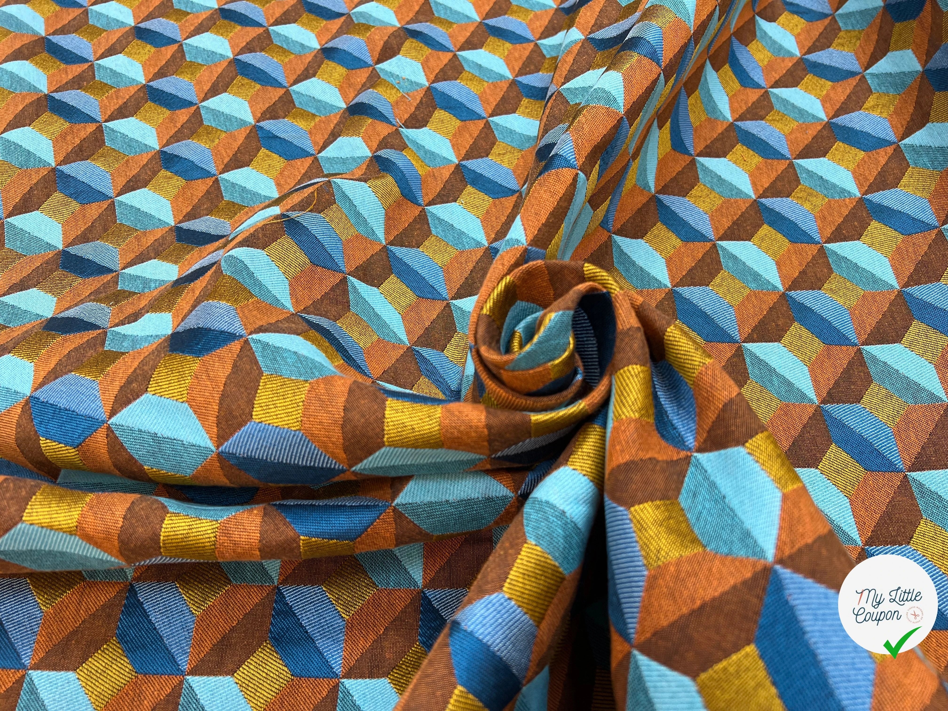 JACQUARD TISSÉ TEINT PAOLA ALLOVER ORANGE BLEU - My Little Coupon