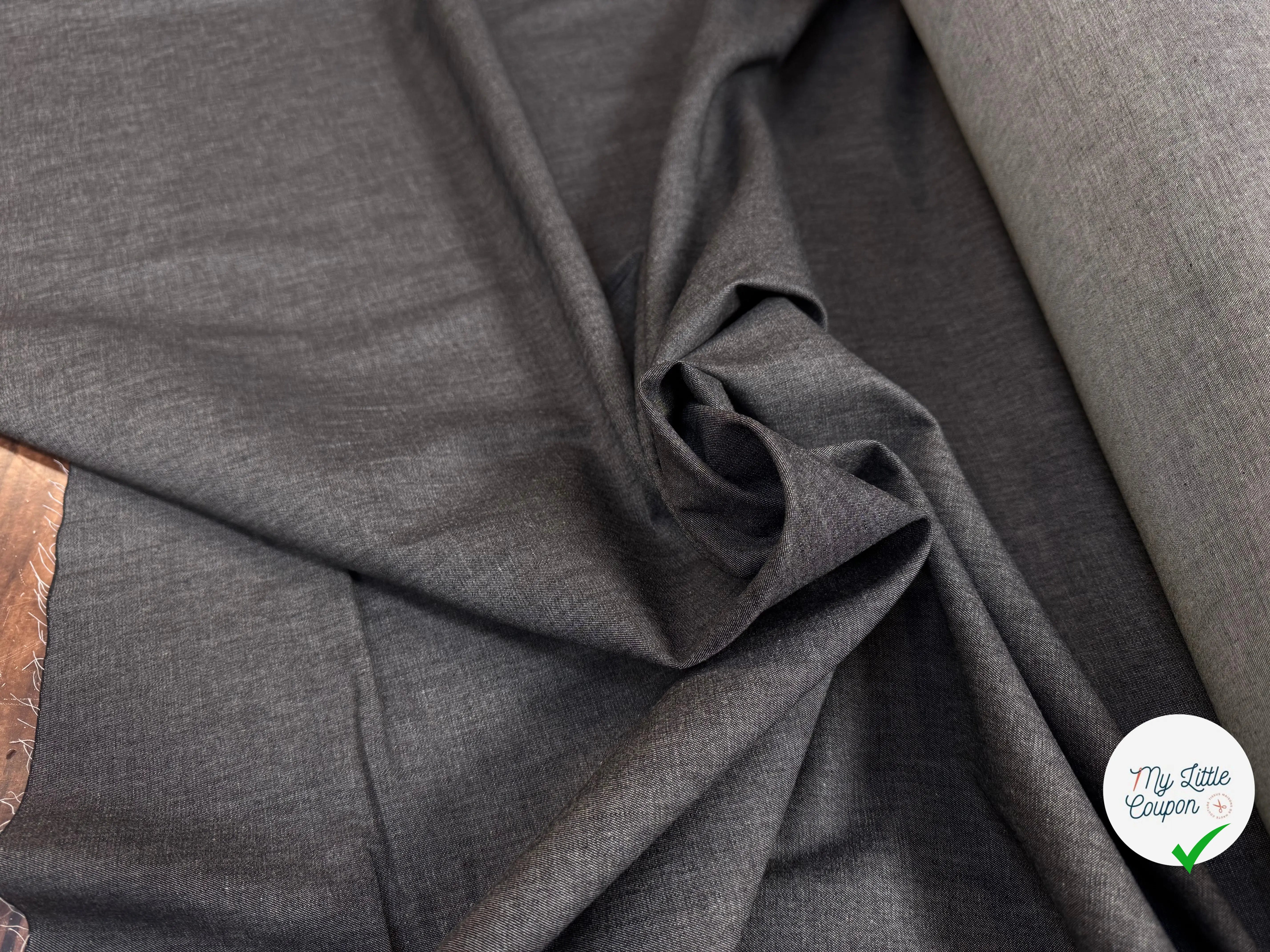JEAN CHAMBRAY LAVÉ UNI 4806/69 GRIS NOIR ANTRHACITE - My Little Coupon