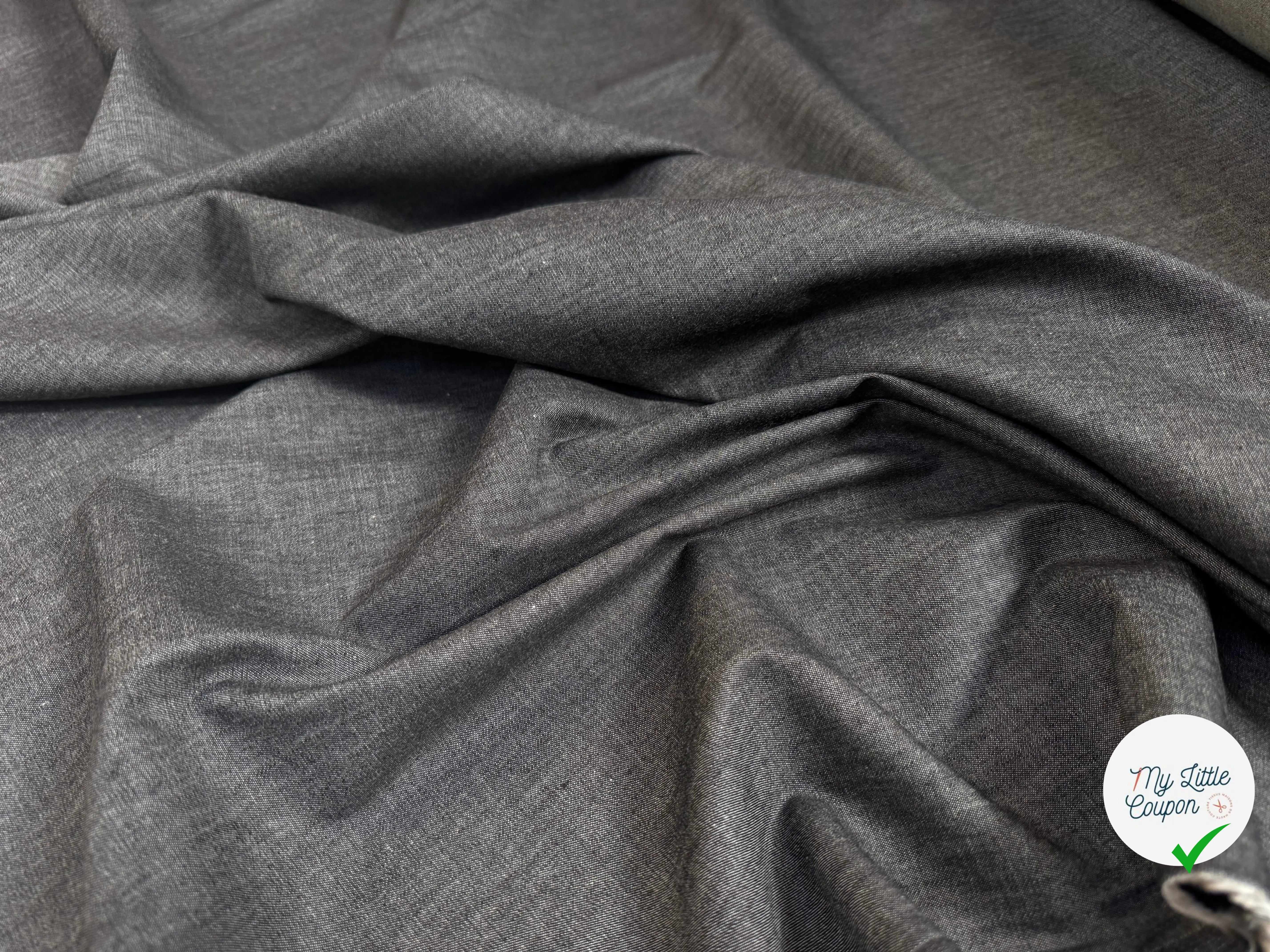 JEAN CHAMBRAY LAVÉ UNI 4806/69 GRIS NOIR ANTRHACITE - My Little Coupon