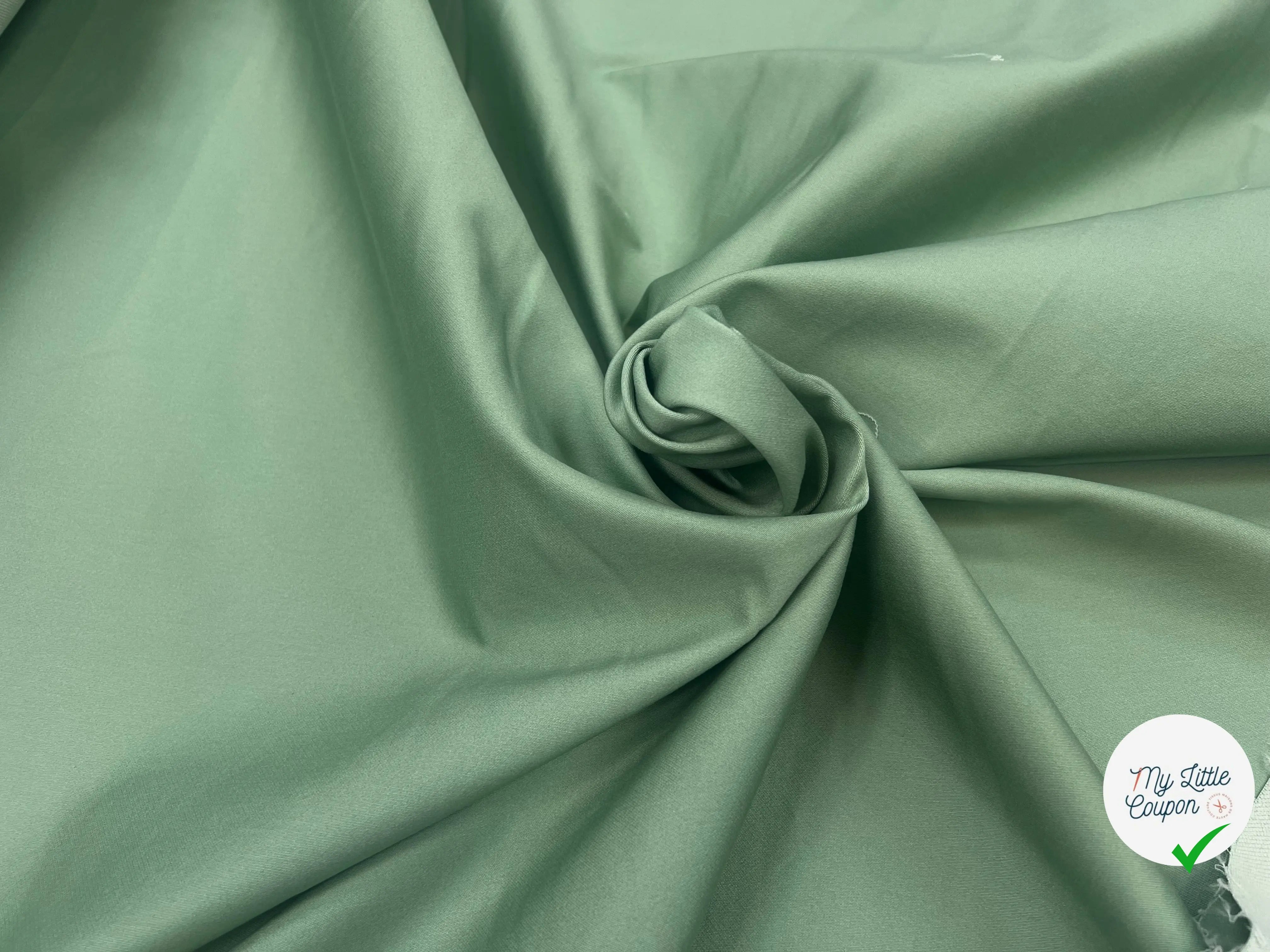 JEAN STRETCH VIEUX VERT UNI AMANDE LÉGÈREMENT SATINÉ - My Little Coupon
