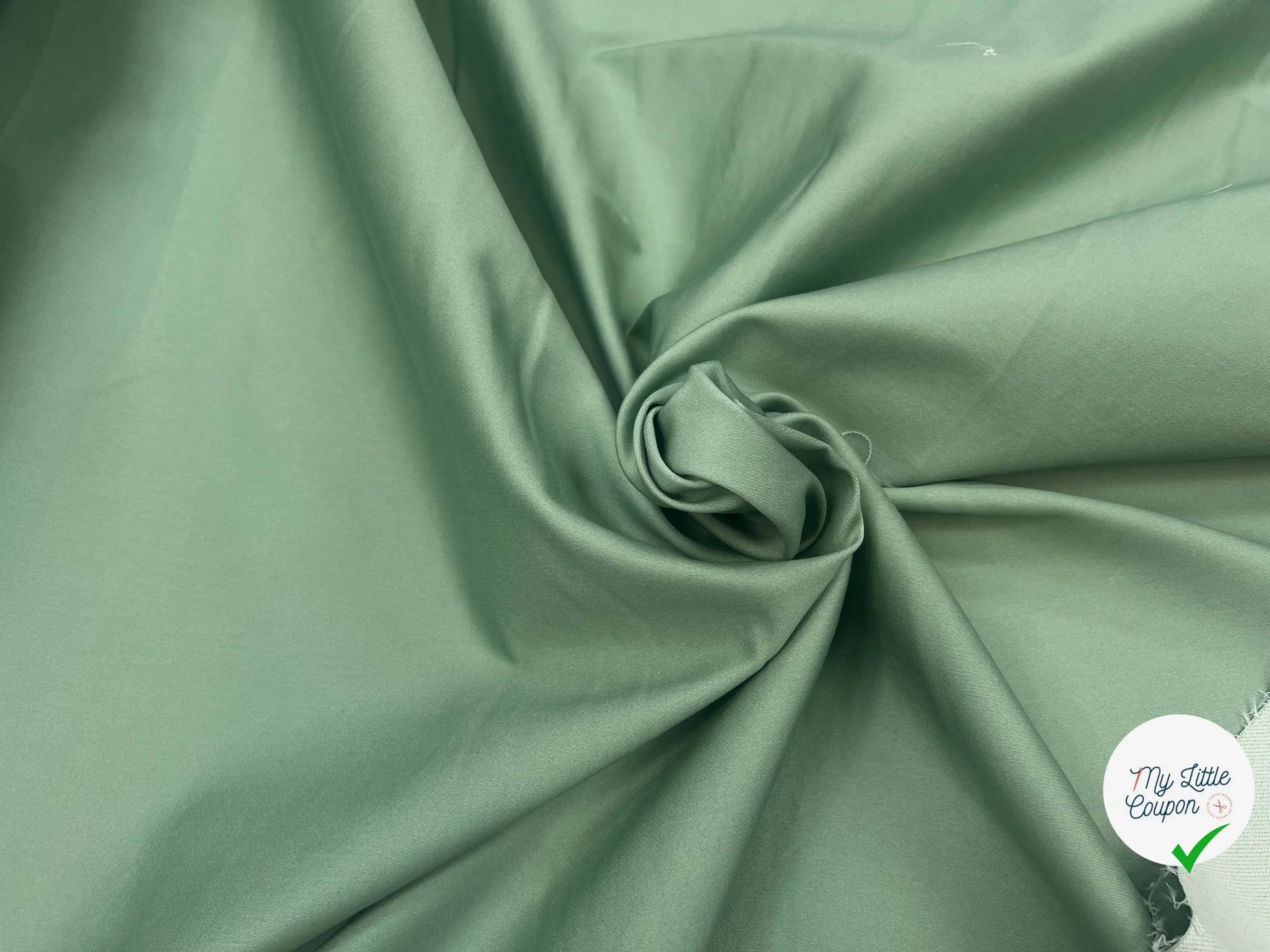 JEAN STRETCH VIEUX VERT UNI AMANDE LÉGÈREMENT SATINÉ - My Little Coupon