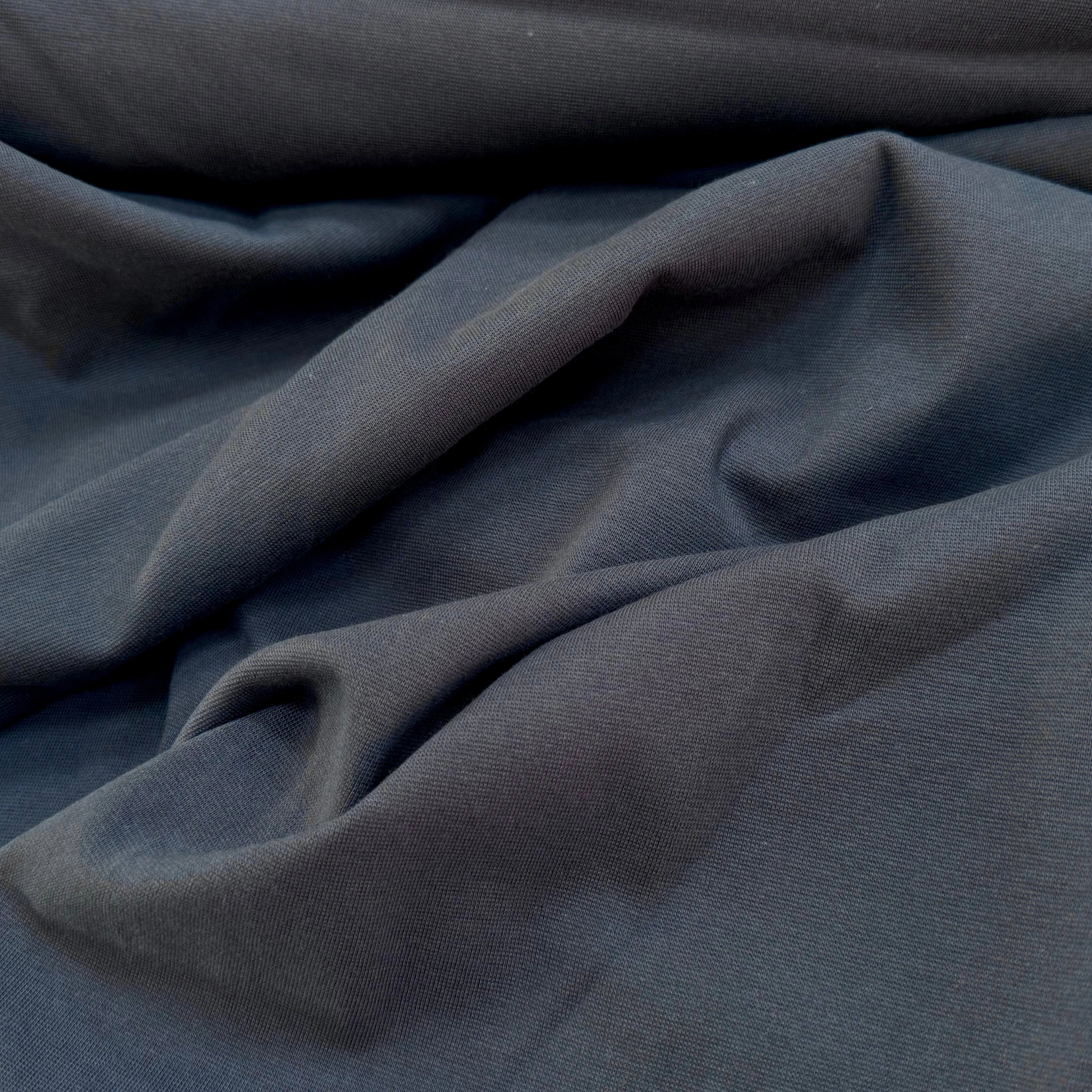JERSEY COTON 2% ÉLASTHANNE TUBULAIRE 70CM CÔTE 1X1 ASPHALT - My Little Coupon