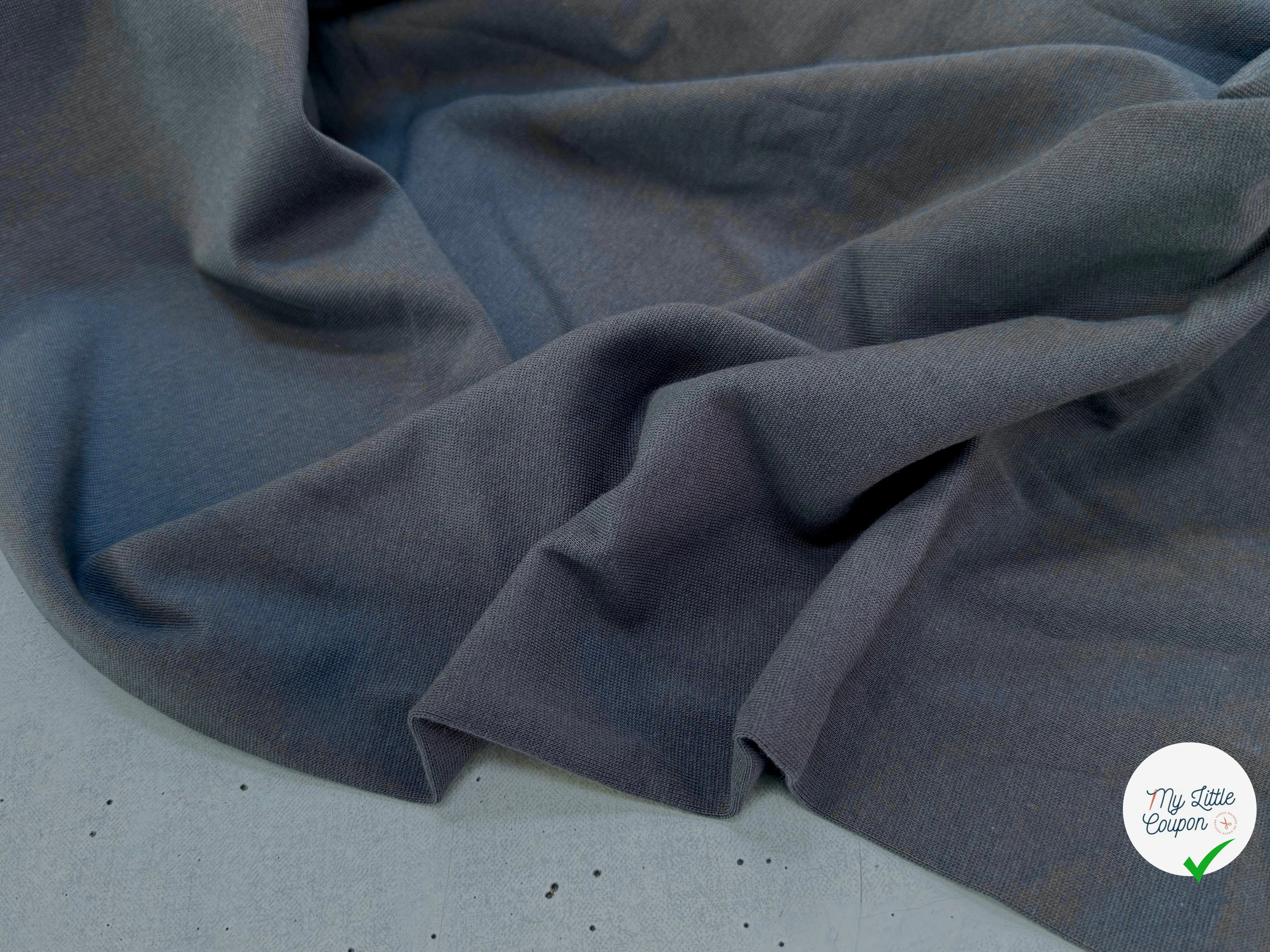 JERSEY COTON 2% ÉLASTHANNE TUBULAIRE 70CM CÔTE 1X1 ASPHALT - My Little Coupon