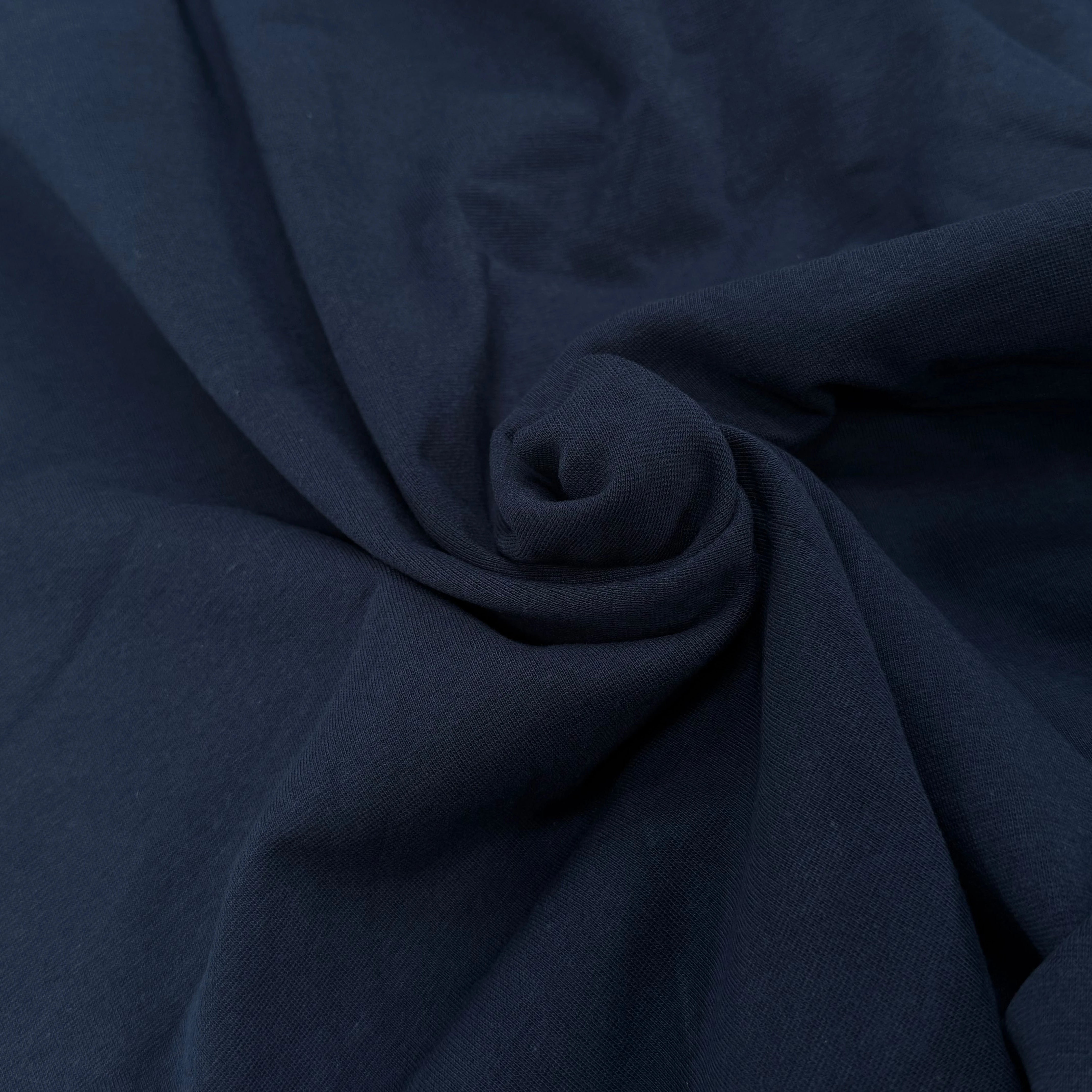 JERSEY COTON 2% ÉLASTHANNE TUBULAIRE 70CM CÔTE 1X1 BLEU ESSENTIEL - My Little Coupon