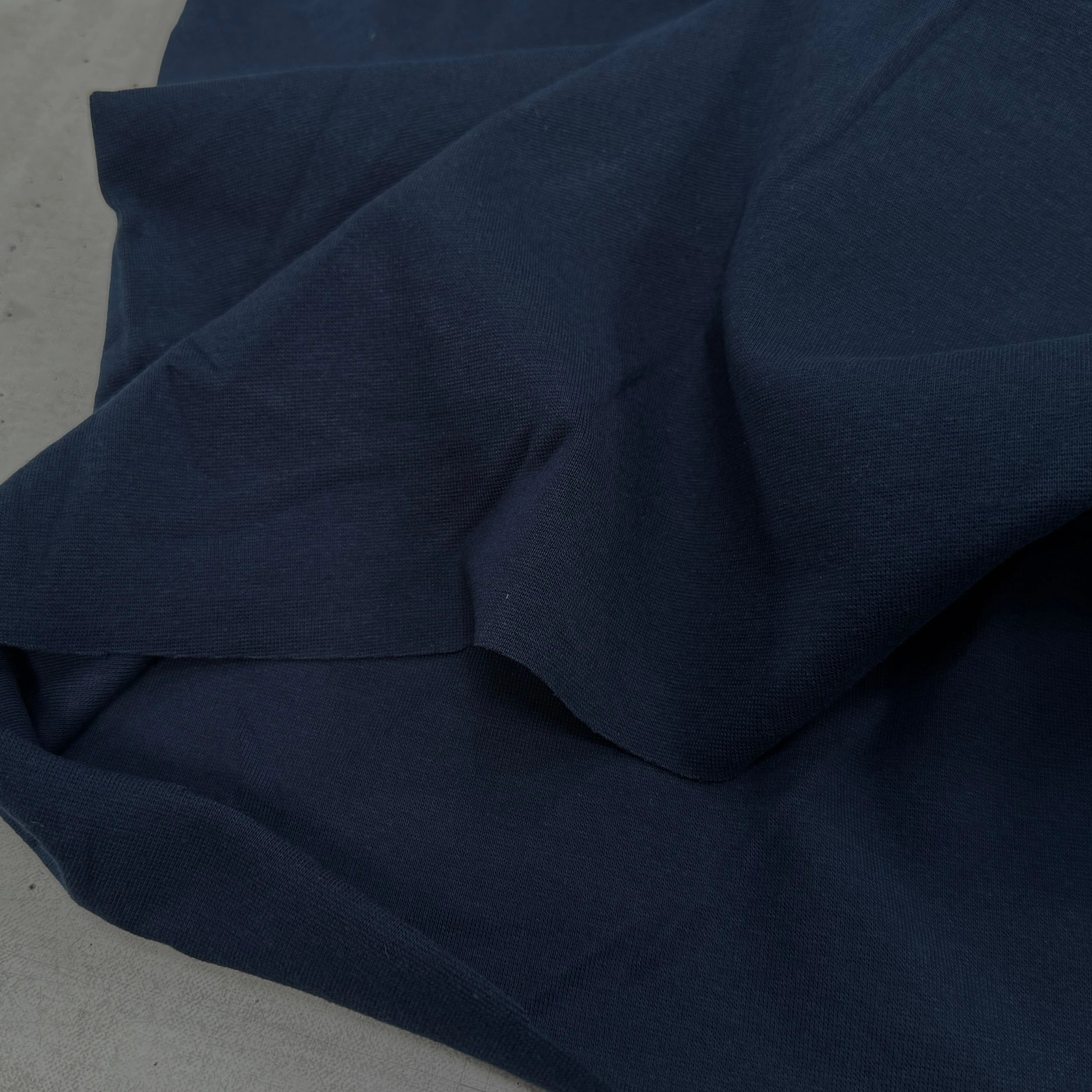 JERSEY COTON 2% ÉLASTHANNE TUBULAIRE 70CM CÔTE 1X1 BLEU ESSENTIEL - My Little Coupon