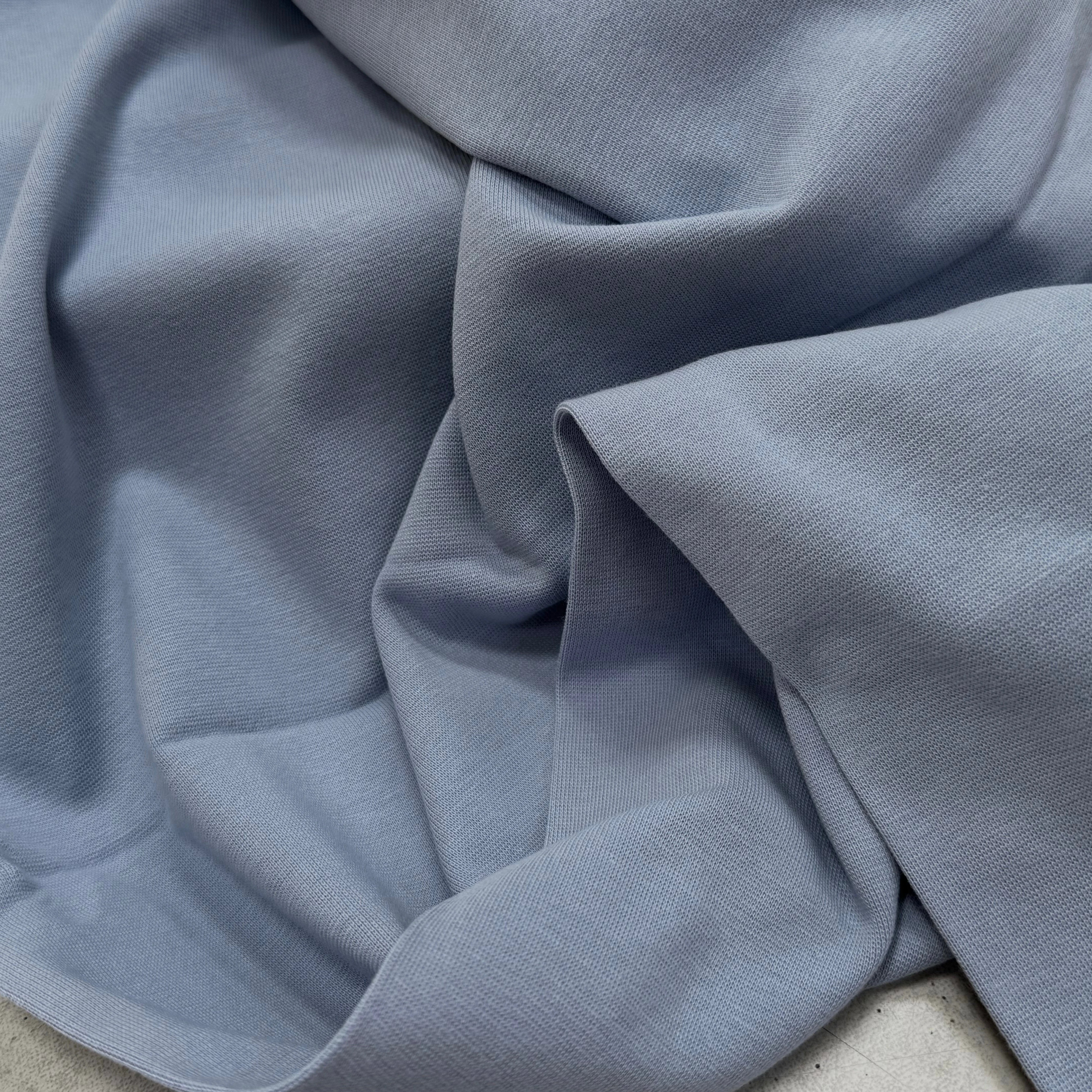 JERSEY COTON 2% ÉLASTHANNE TUBULAIRE 70CM CÔTE 1X1 BLUE BLIZZARD - My Little Coupon