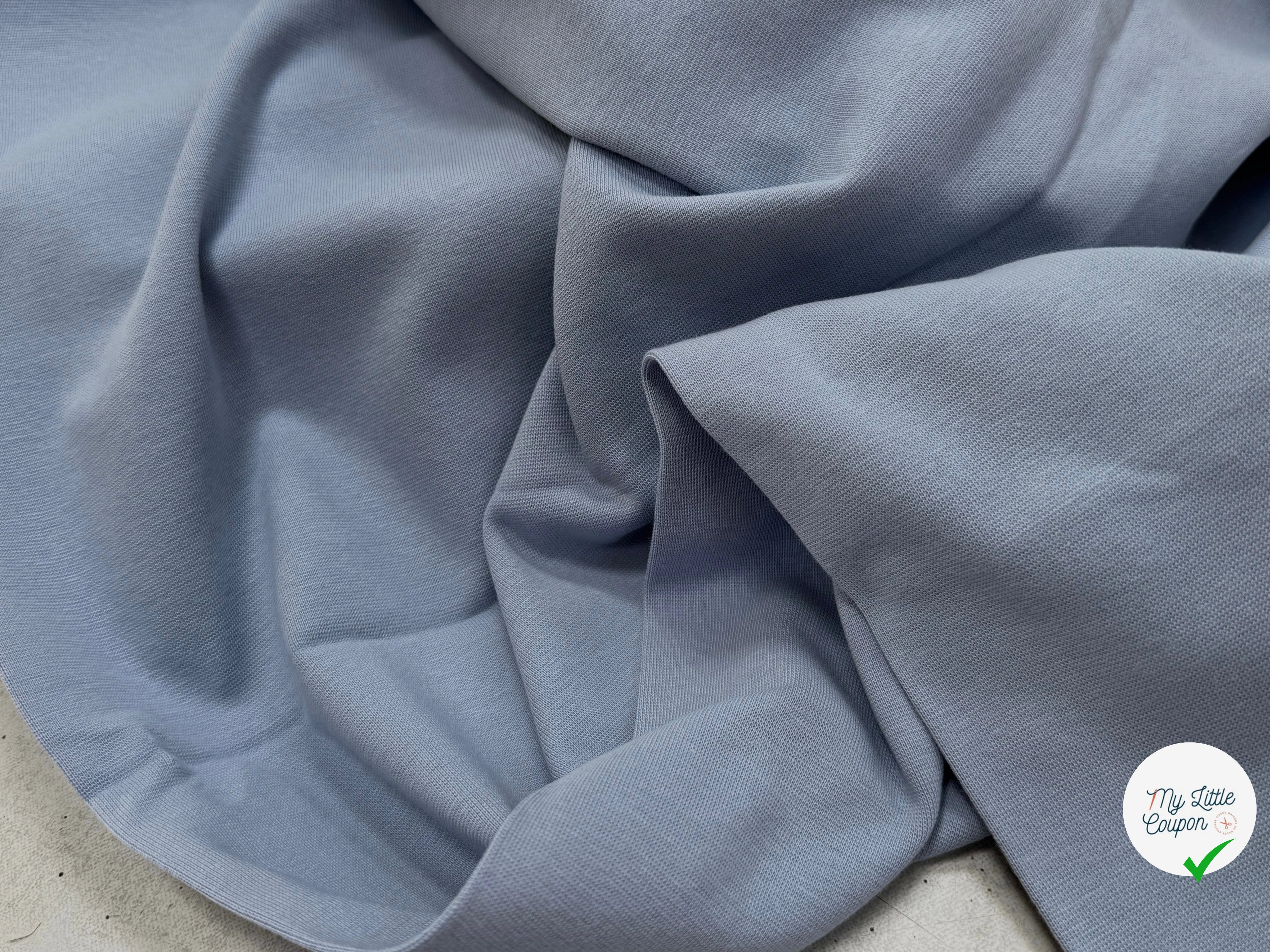 JERSEY COTON 2% ÉLASTHANNE TUBULAIRE 70CM CÔTE 1X1 BLUE BLIZZARD - My Little Coupon